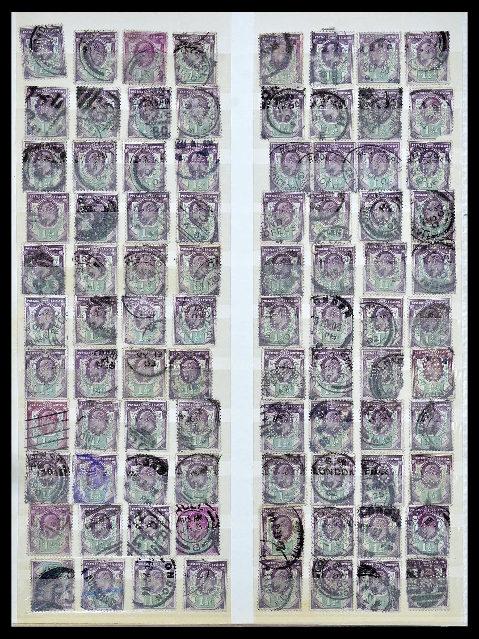 34671 010 - Stamp Collection 34671 Great Britain perfins 1902-1935.