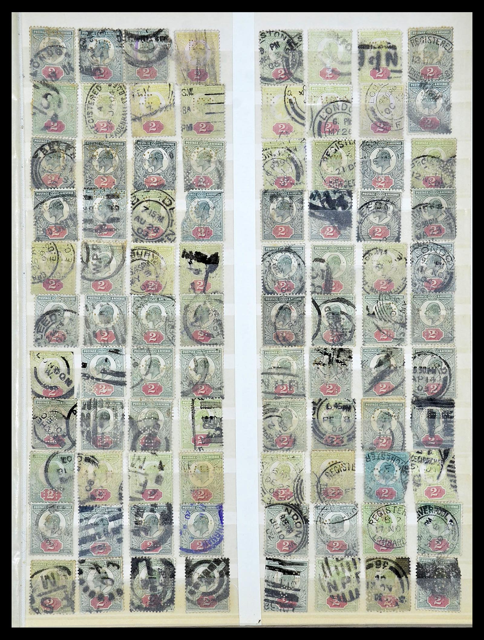 34671 011 - Postzegelverzameling 34671 Engeland perfins 1902-1935.