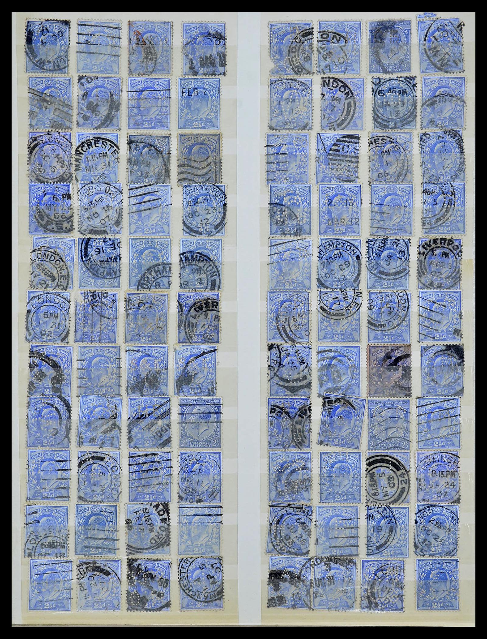 34671 012 - Postzegelverzameling 34671 Engeland perfins 1902-1935.