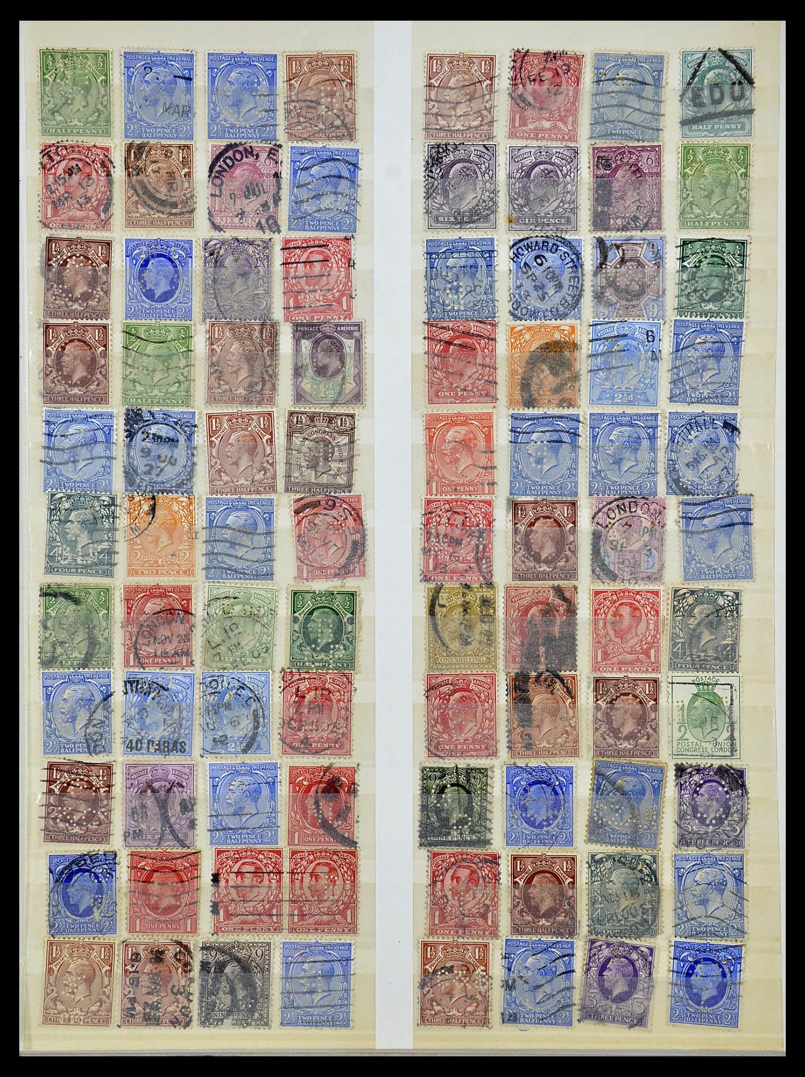 34671 015 - Stamp Collection 34671 Great Britain perfins 1902-1935.