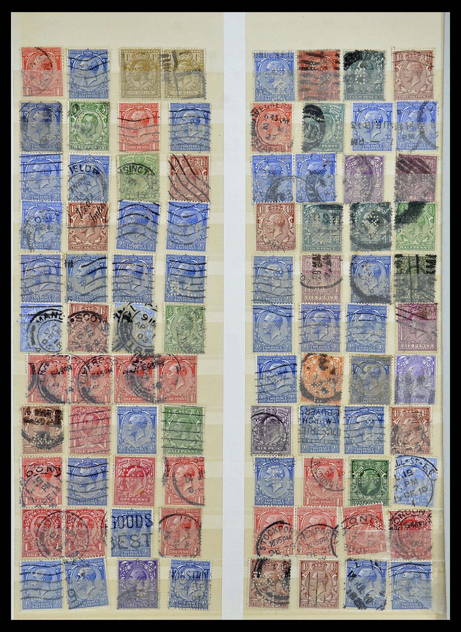 34671 016 - Stamp Collection 34671 Great Britain perfins 1902-1935.