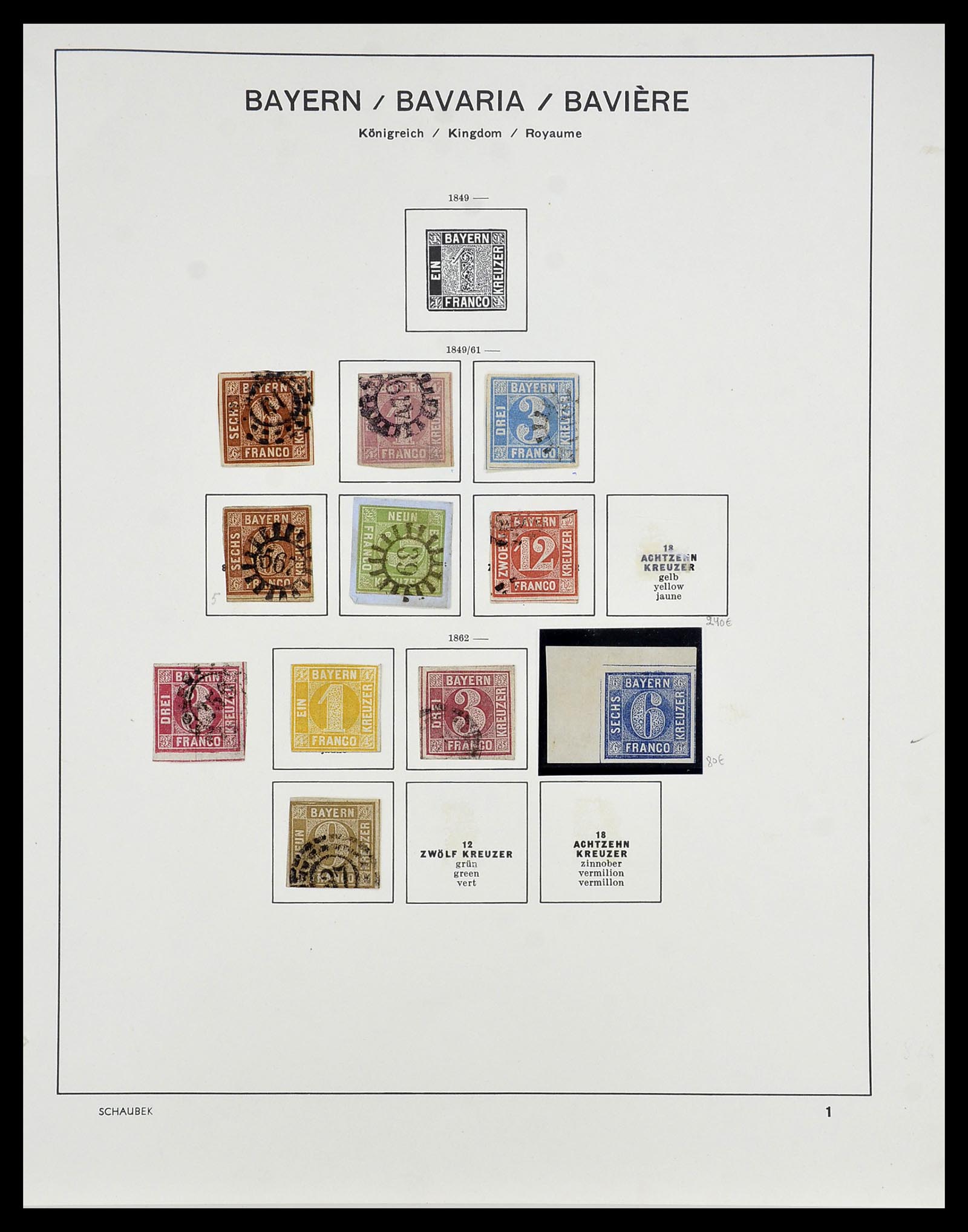 34673 001 - Postzegelverzameling 34673 Beieren 1849-1920.