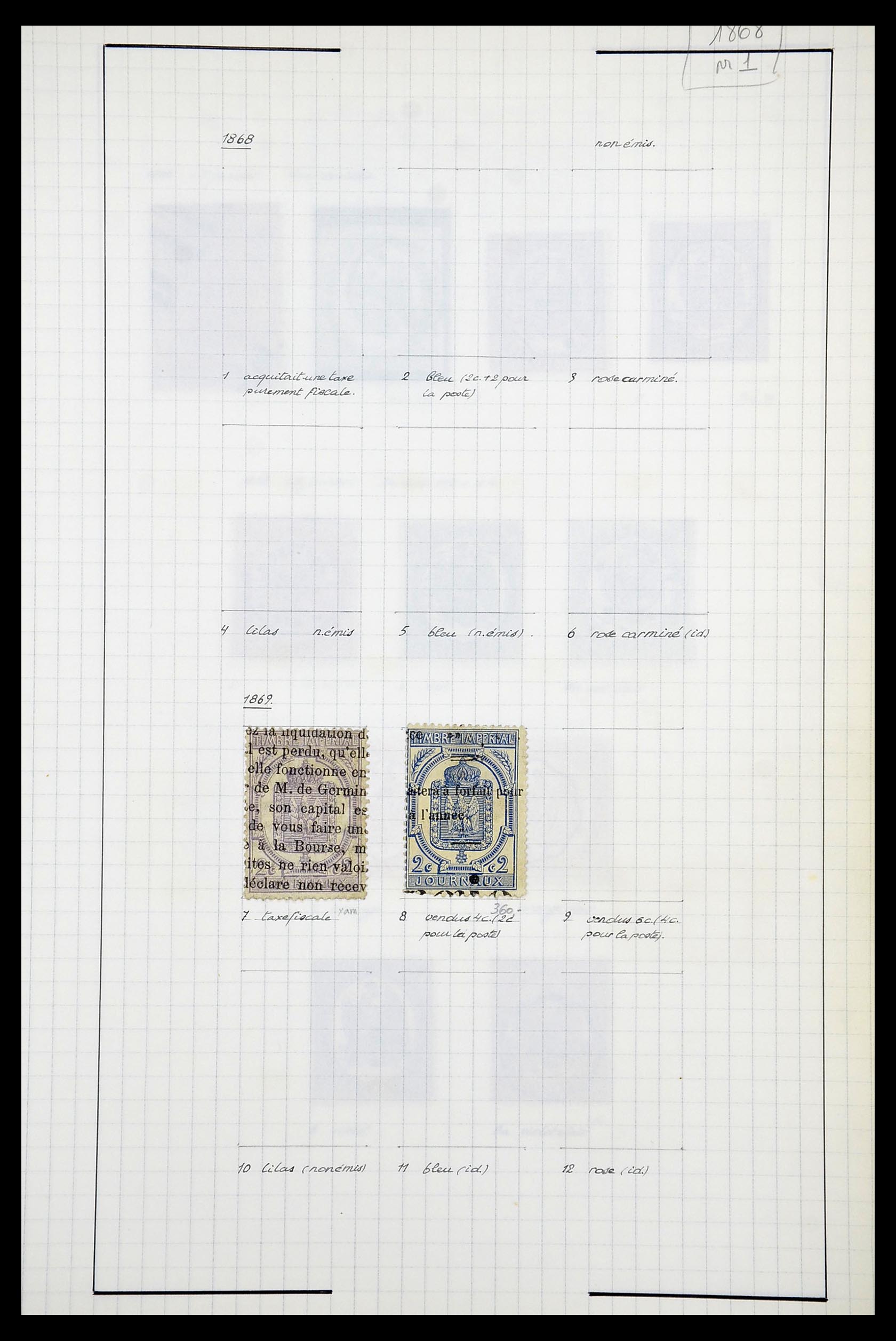 34678 001 - Postzegelverzameling 34678 Frankrijk back of the book 1868-1885.