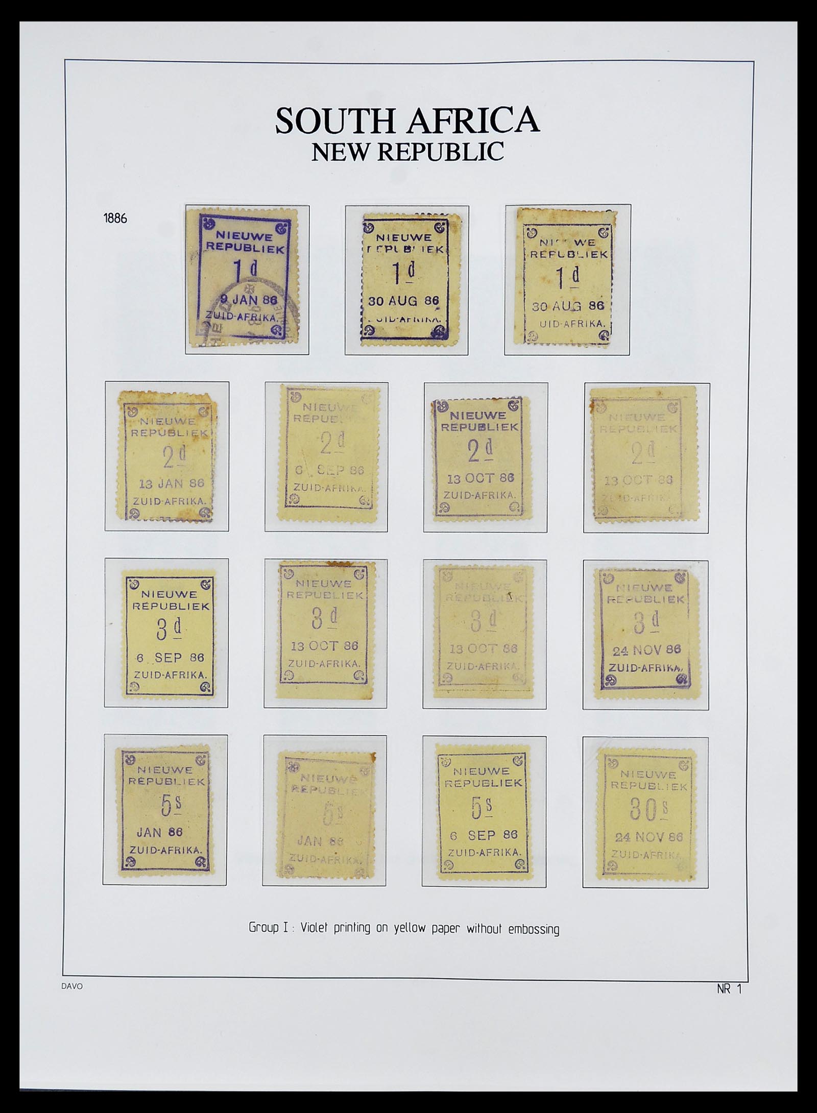 34680 001 - Stamp Collection 34680 South Africa New Republic 1886-1887.