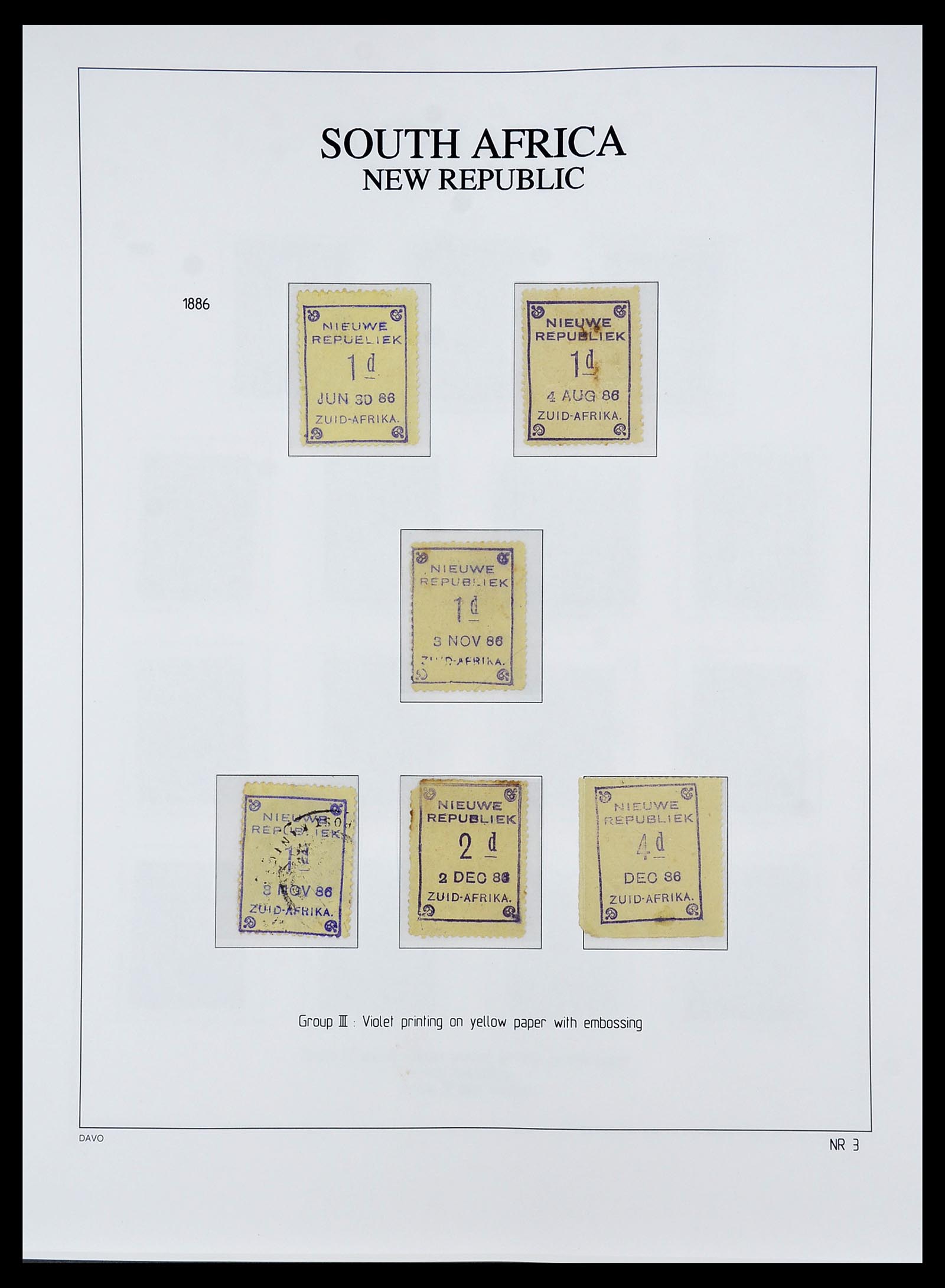 34680 003 - Postzegelverzameling 34680 Zuid Afrika Nieuwe Republiek 1886-1887.