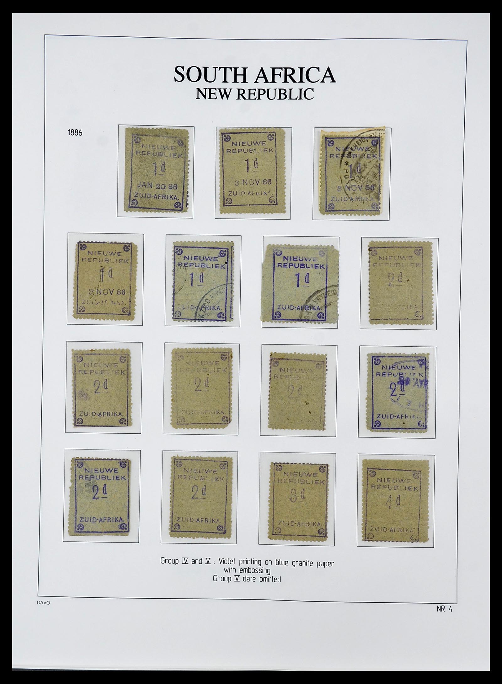 34680 004 - Postzegelverzameling 34680 Zuid Afrika Nieuwe Republiek 1886-1887.