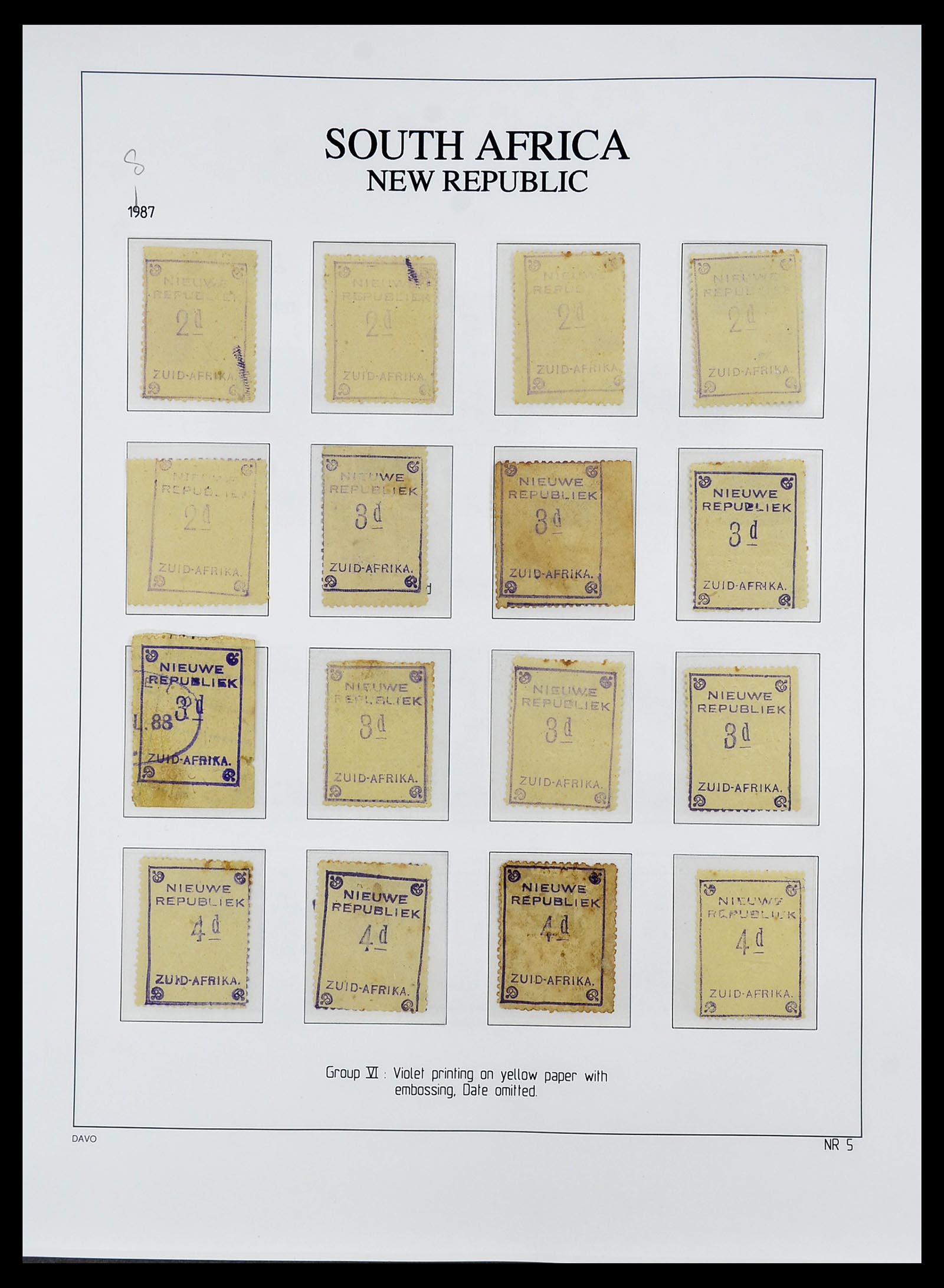 34680 005 - Postzegelverzameling 34680 Zuid Afrika Nieuwe Republiek 1886-1887.