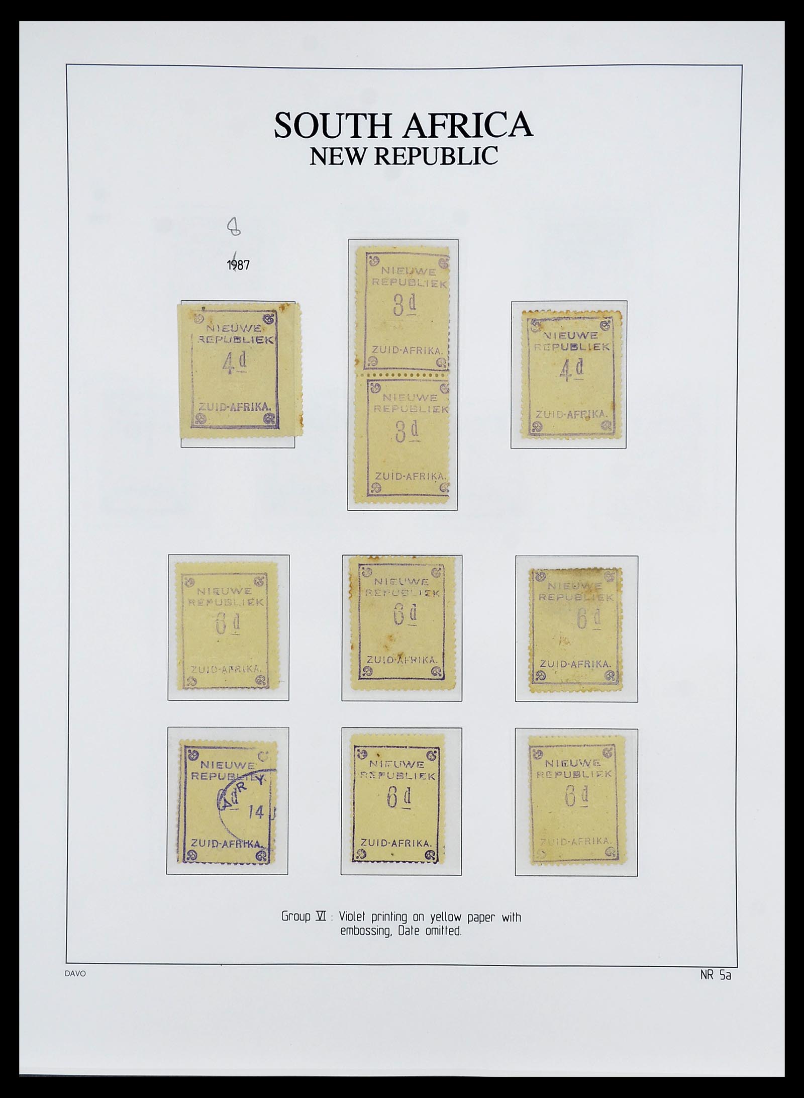 34680 006 - Postzegelverzameling 34680 Zuid Afrika Nieuwe Republiek 1886-1887.
