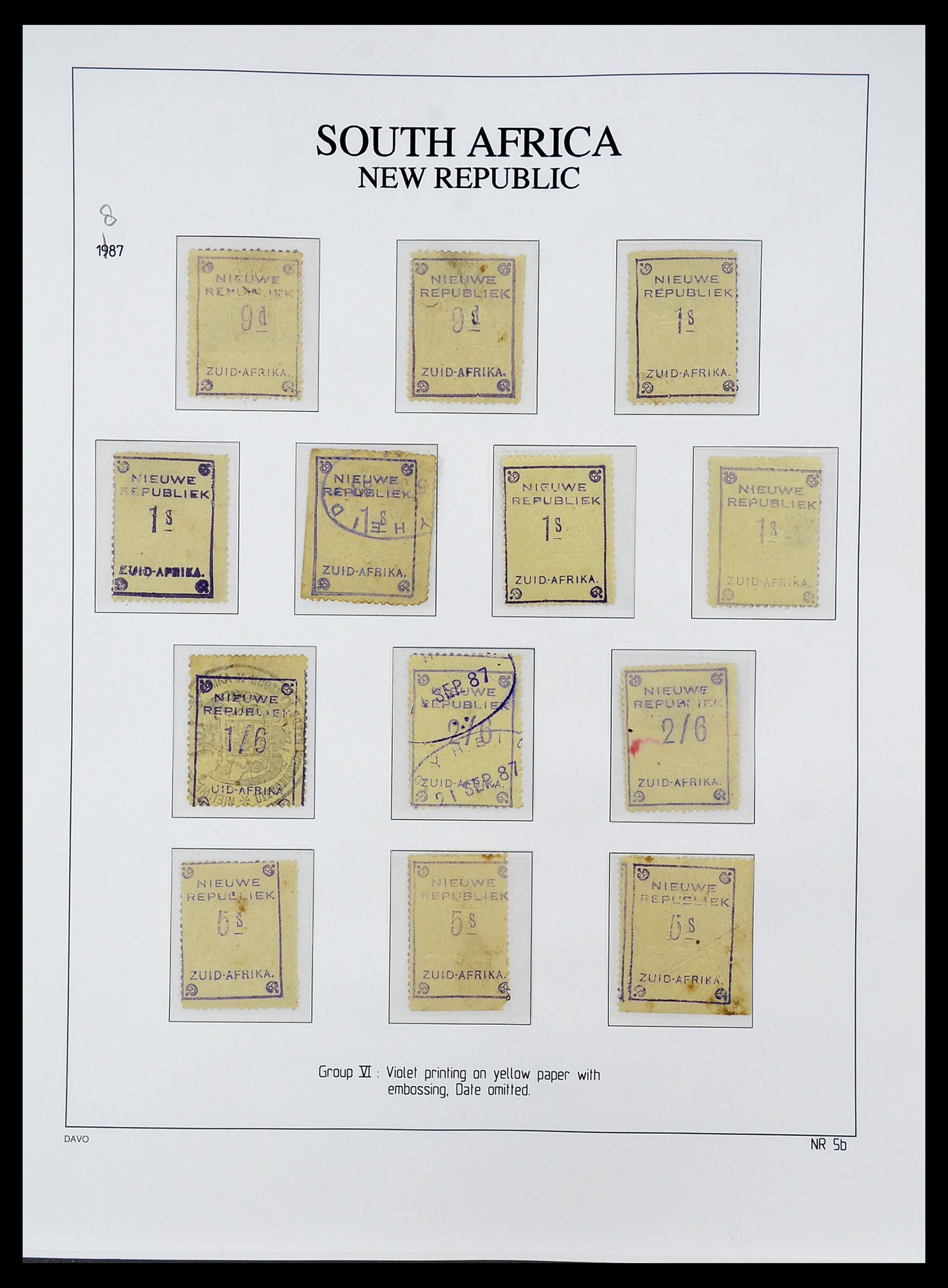 34680 007 - Postzegelverzameling 34680 Zuid Afrika Nieuwe Republiek 1886-1887.