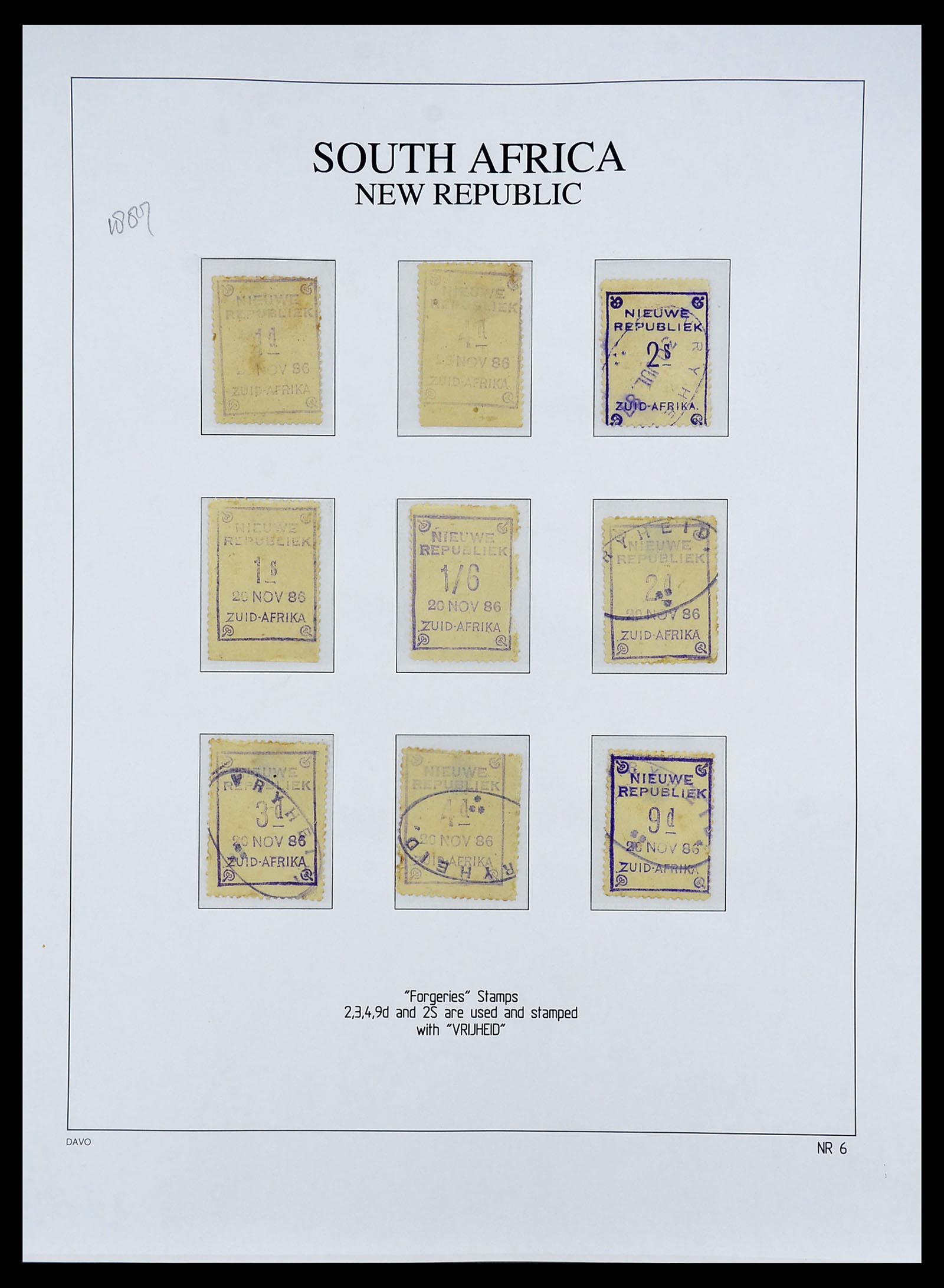34680 009 - Postzegelverzameling 34680 Zuid Afrika Nieuwe Republiek 1886-1887.