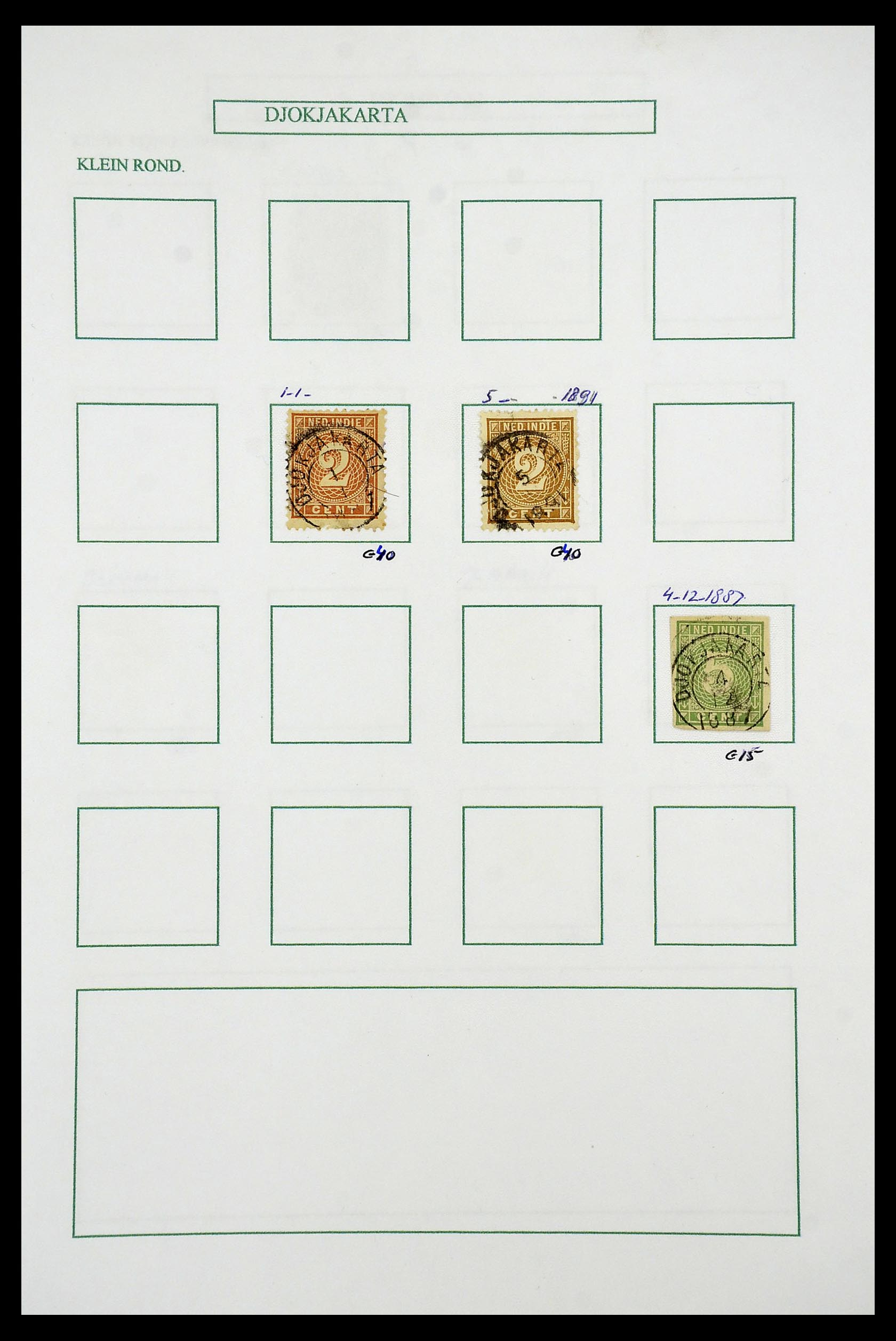 34682 005 - Stamp Collection 34682 Dutch east Indies cancels 1864-1935.