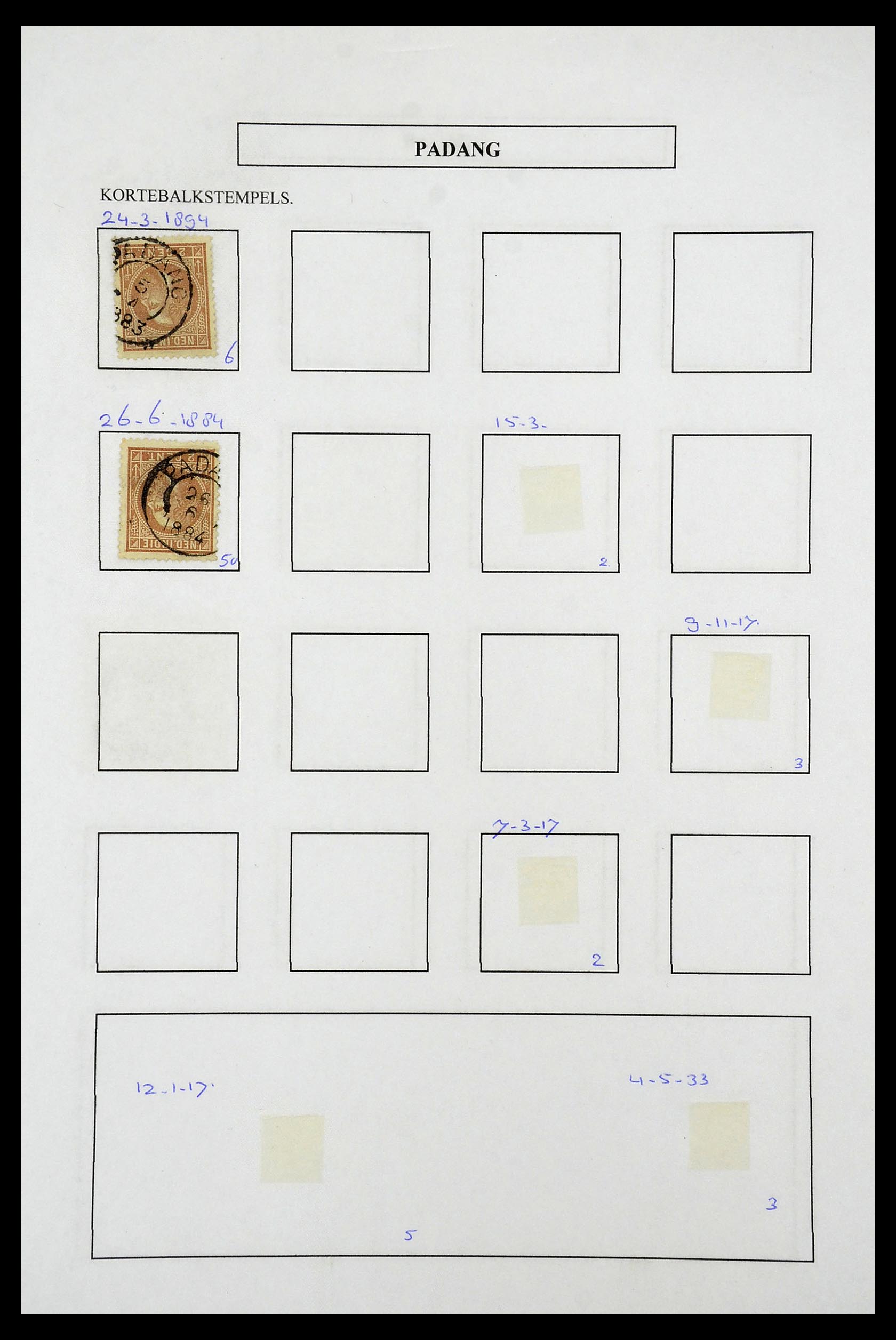 34682 014 - Stamp Collection 34682 Dutch east Indies cancels 1864-1935.