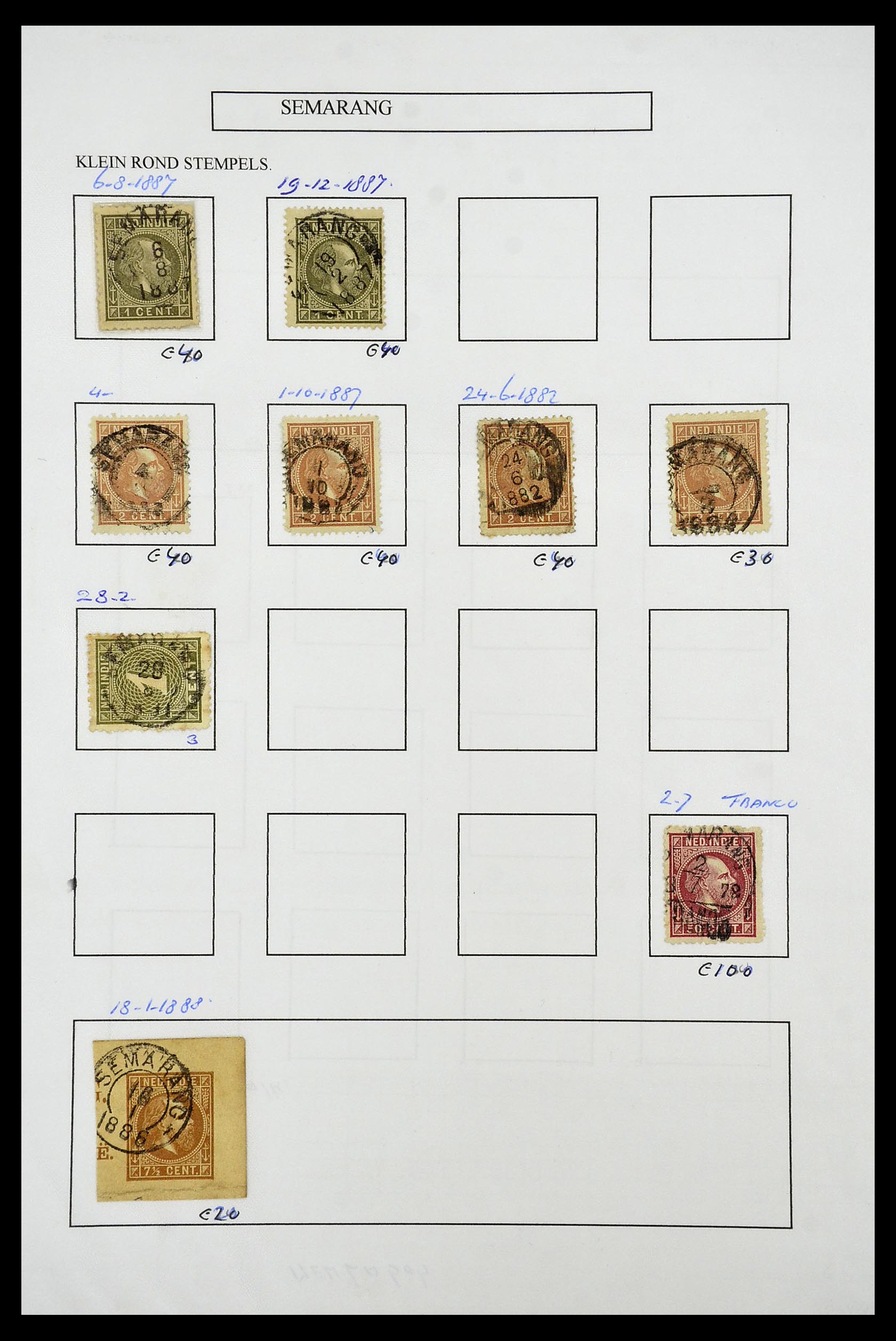 34682 022 - Stamp Collection 34682 Dutch east Indies cancels 1864-1935.