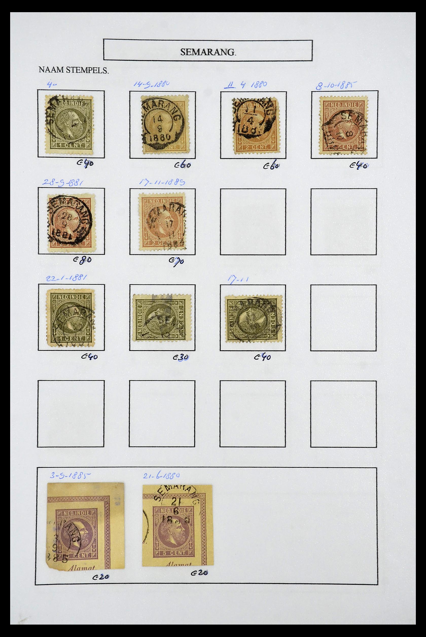 34682 023 - Stamp Collection 34682 Dutch east Indies cancels 1864-1935.