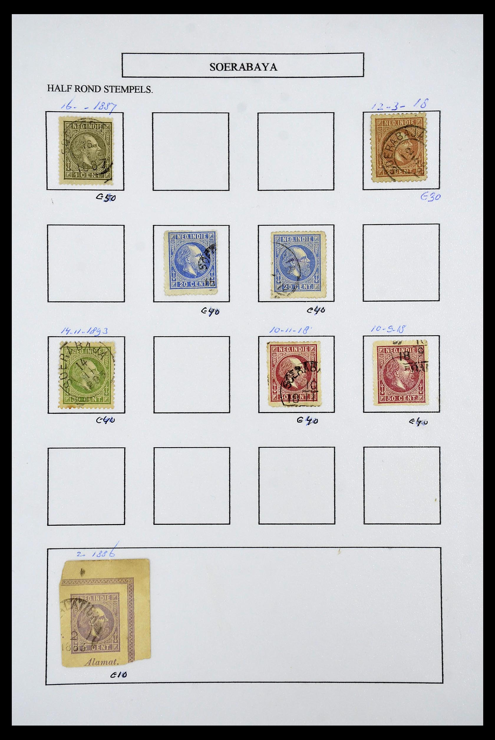 34682 026 - Stamp Collection 34682 Dutch east Indies cancels 1864-1935.