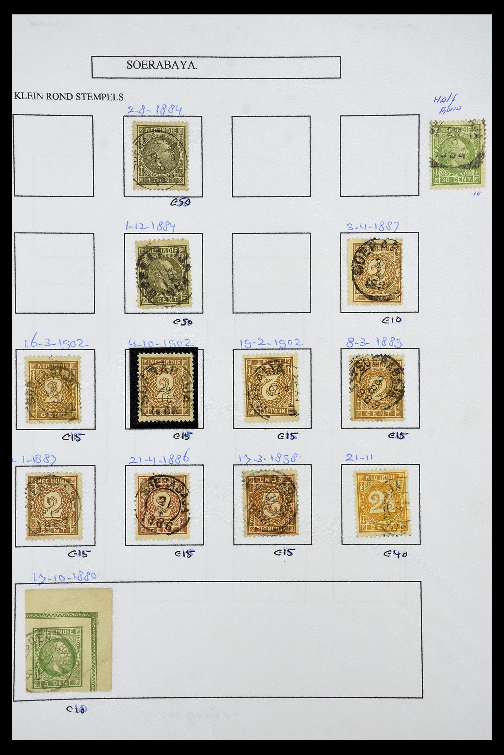34682 027 - Stamp Collection 34682 Dutch east Indies cancels 1864-1935.