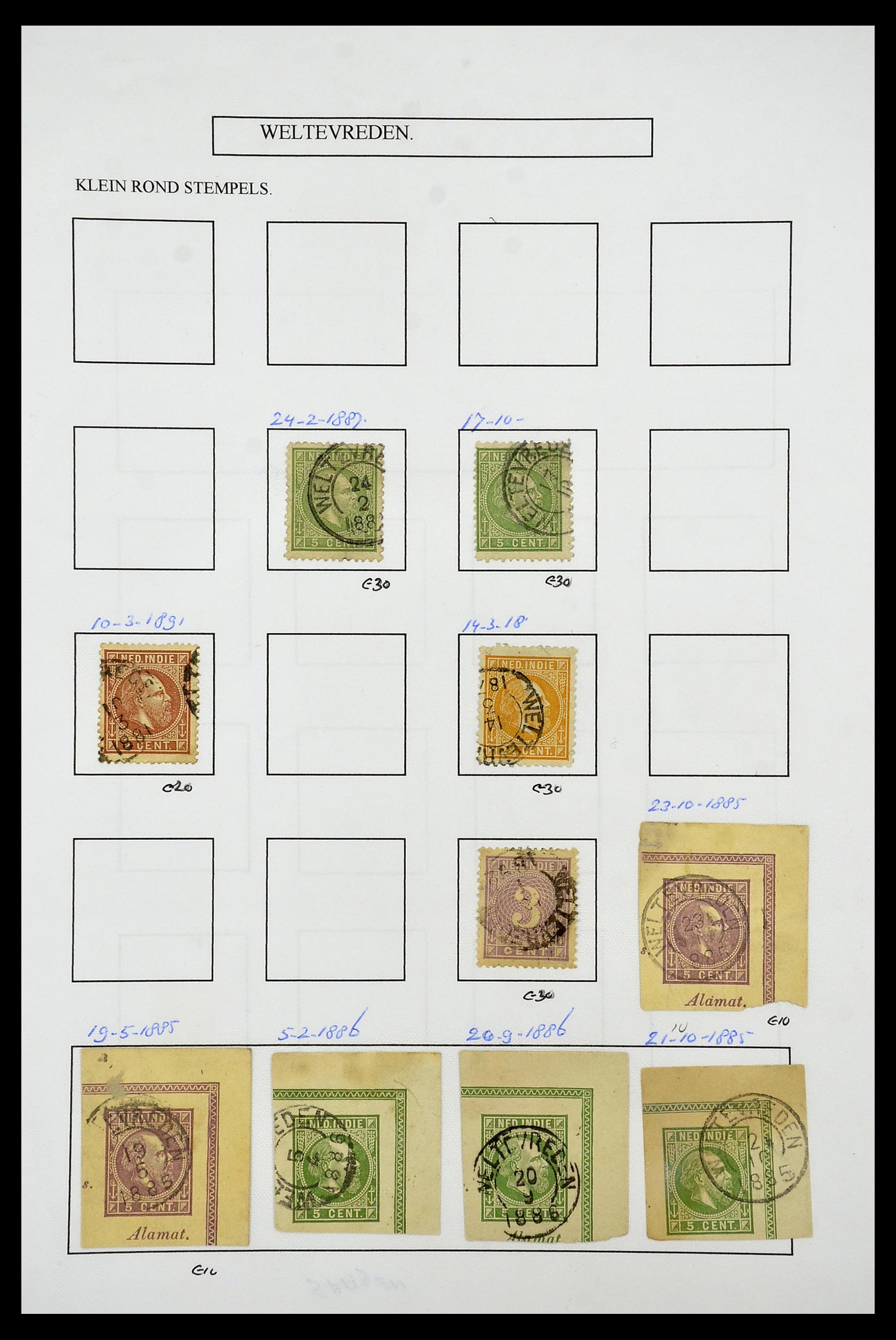 34682 031 - Stamp Collection 34682 Dutch east Indies cancels 1864-1935.