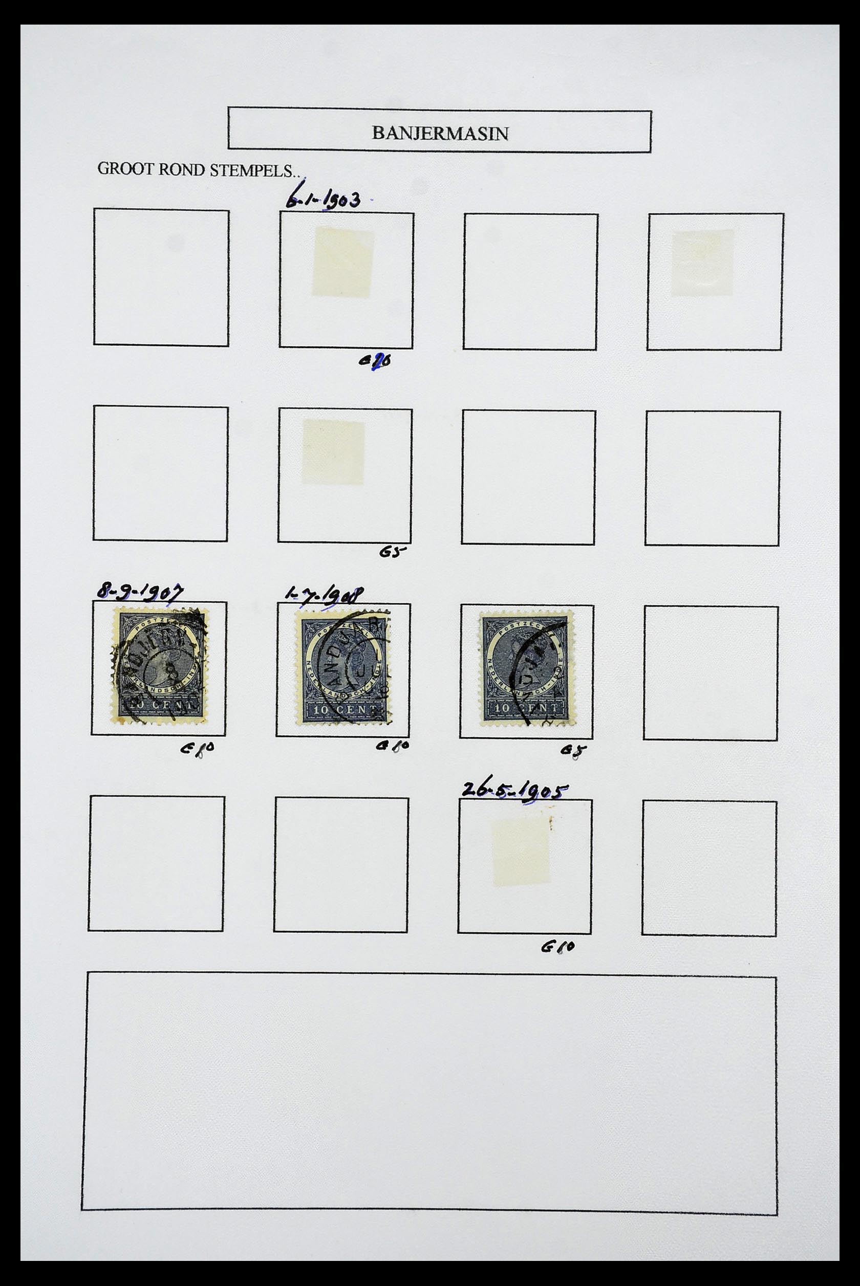 34682 036 - Stamp Collection 34682 Dutch east Indies cancels 1864-1935.