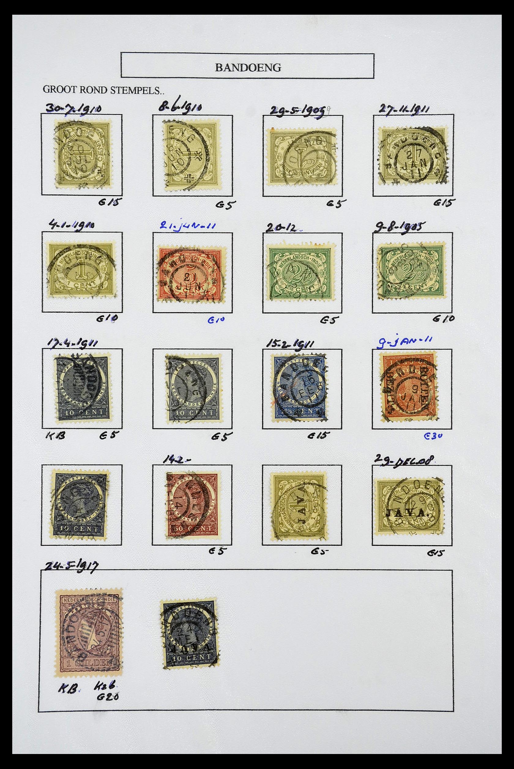 34682 037 - Stamp Collection 34682 Dutch east Indies cancels 1864-1935.
