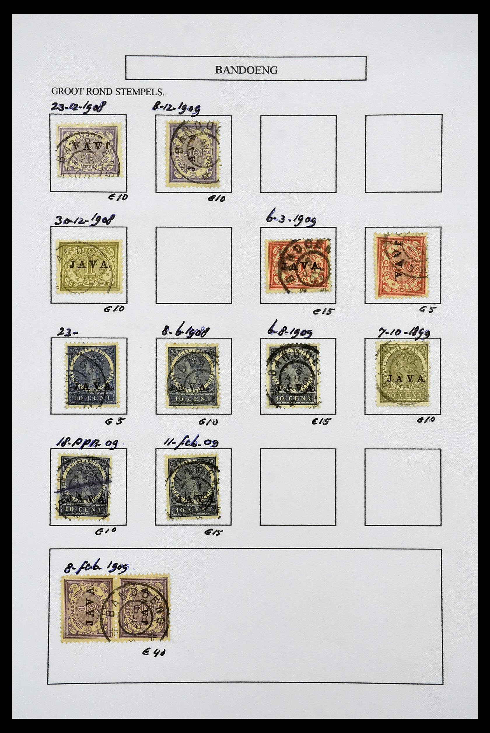 34682 038 - Stamp Collection 34682 Dutch east Indies cancels 1864-1935.