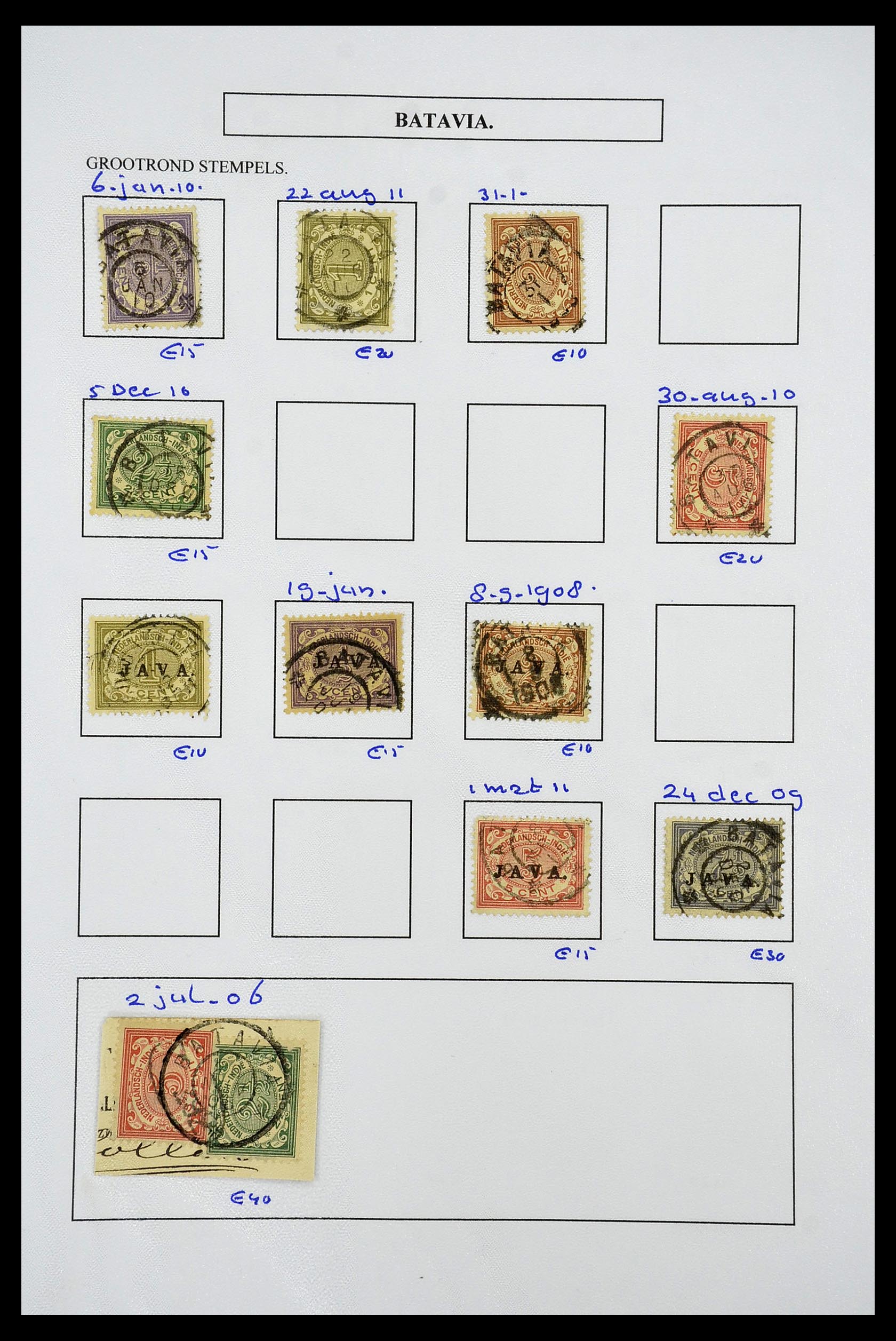 34682 041 - Stamp Collection 34682 Dutch east Indies cancels 1864-1935.