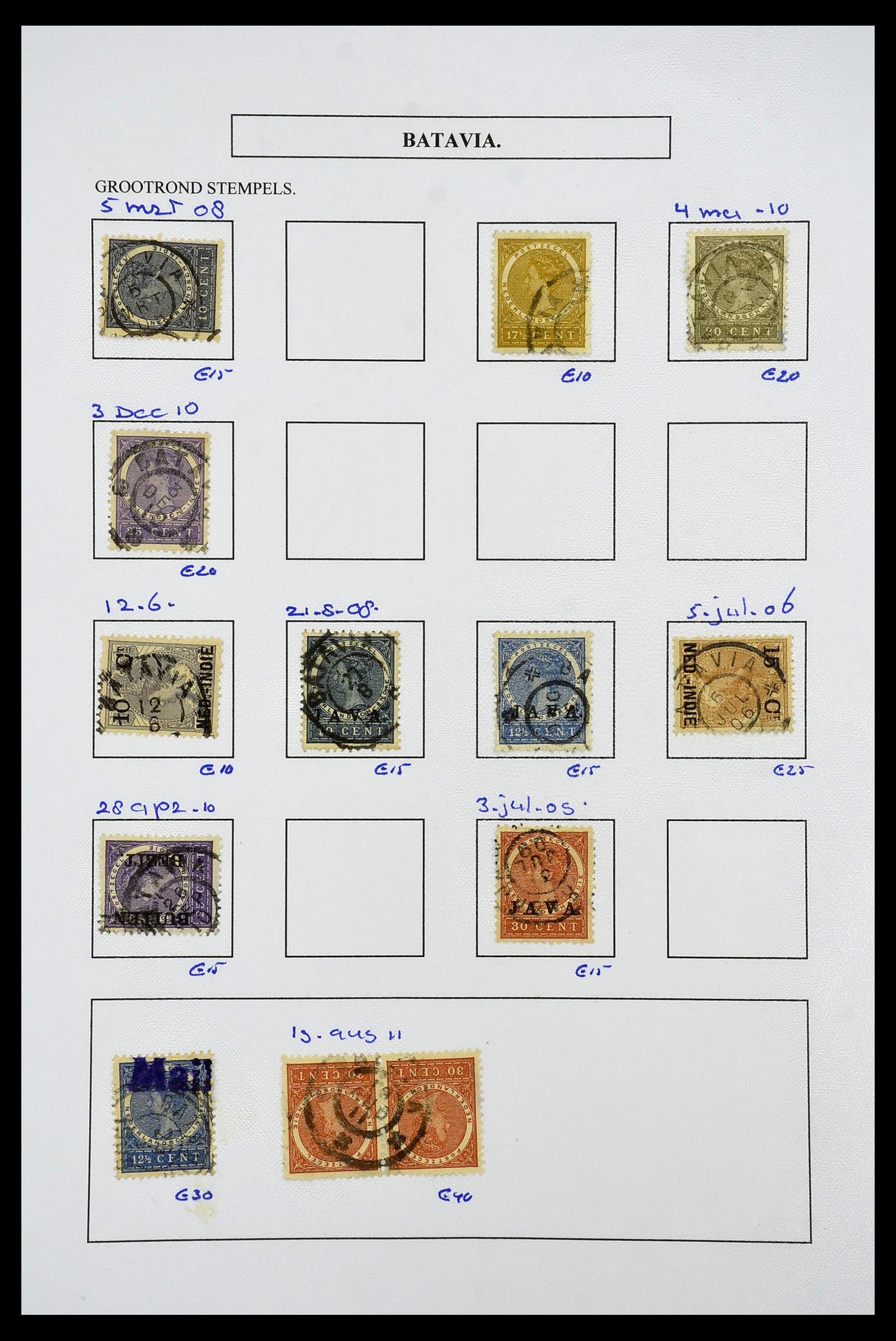 34682 042 - Stamp Collection 34682 Dutch east Indies cancels 1864-1935.
