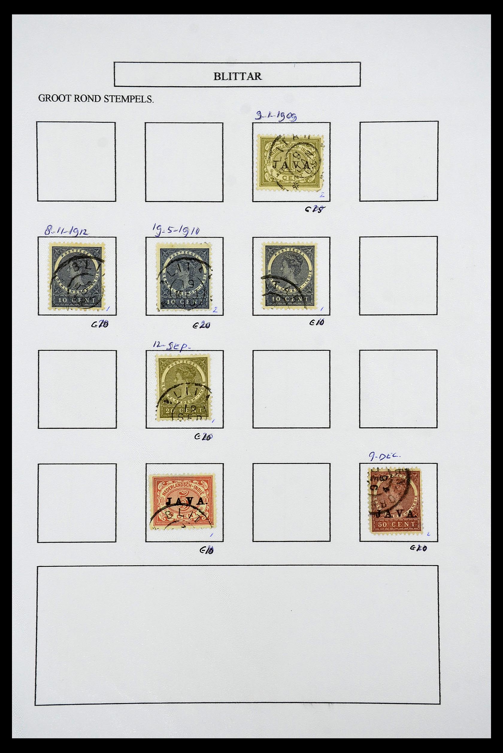 34682 045 - Stamp Collection 34682 Dutch east Indies cancels 1864-1935.