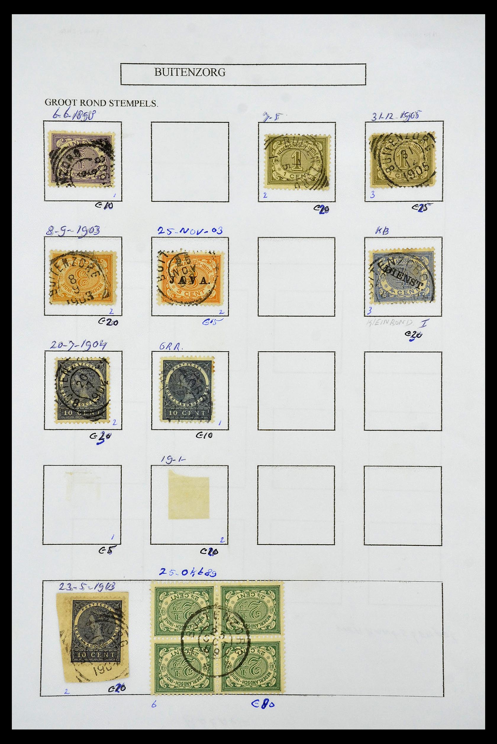 34682 047 - Stamp Collection 34682 Dutch east Indies cancels 1864-1935.
