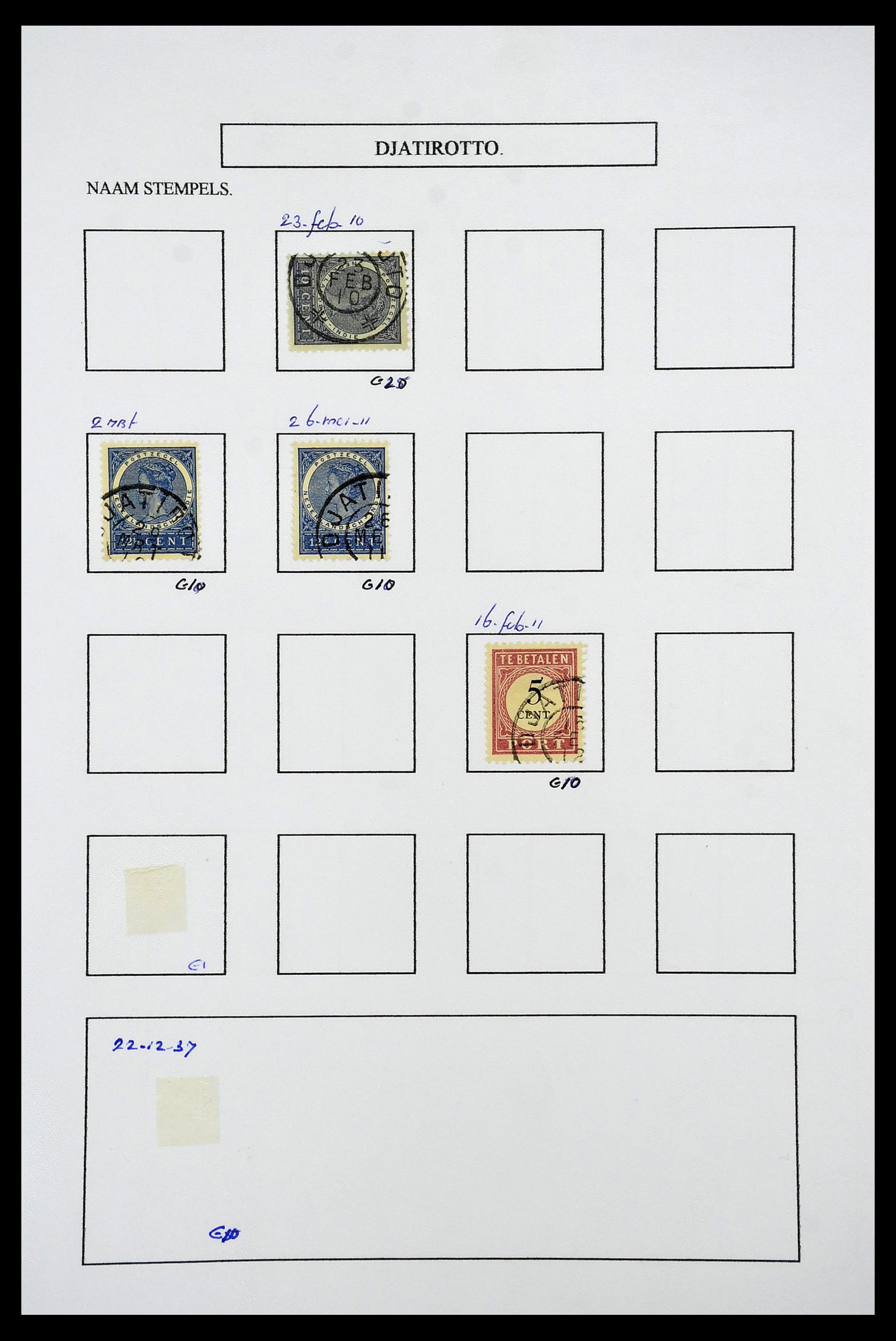 34682 051 - Postzegelverzameling 34682 Nederlands Indië stempels 1864-1935.