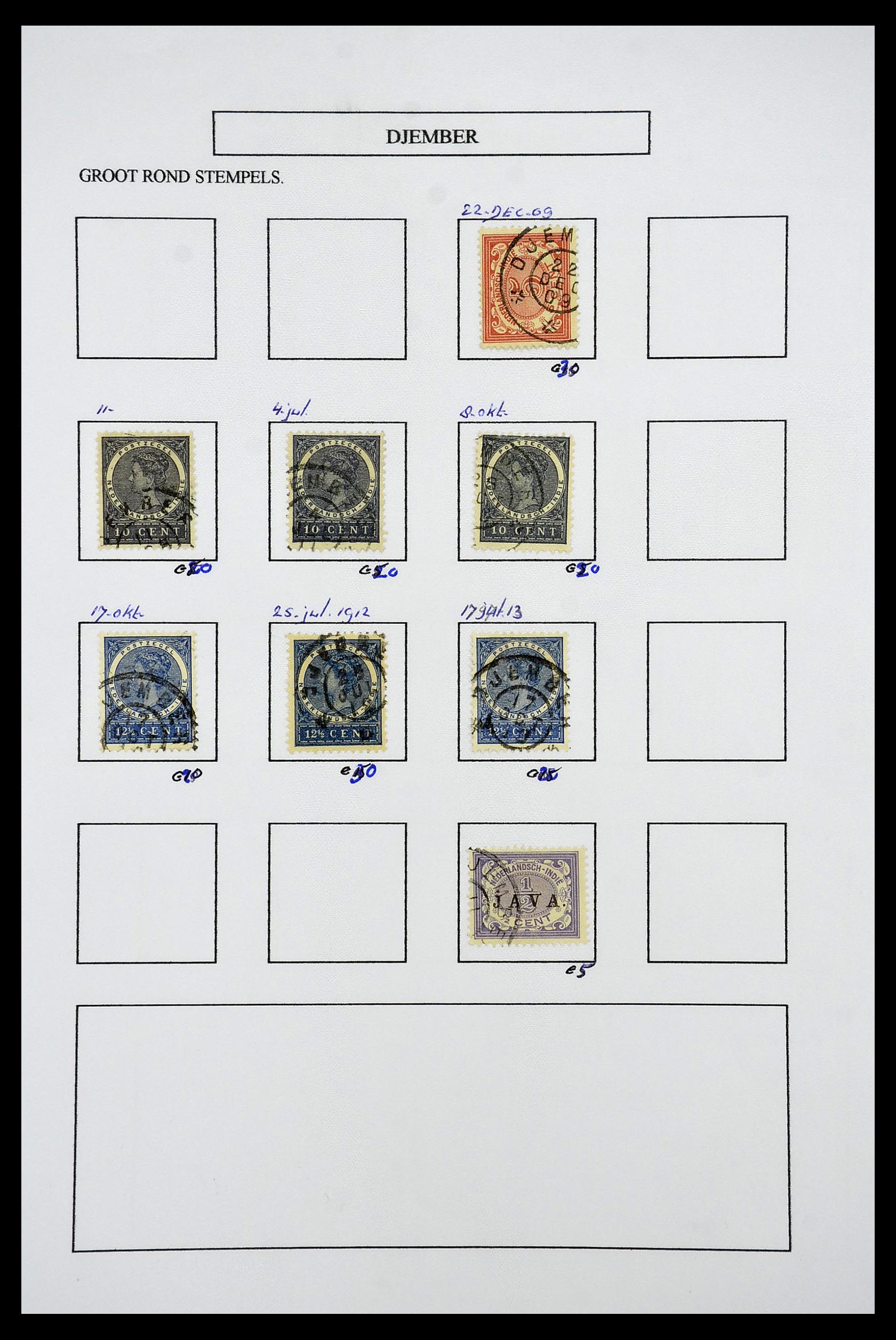 34682 052 - Postzegelverzameling 34682 Nederlands Indië stempels 1864-1935.