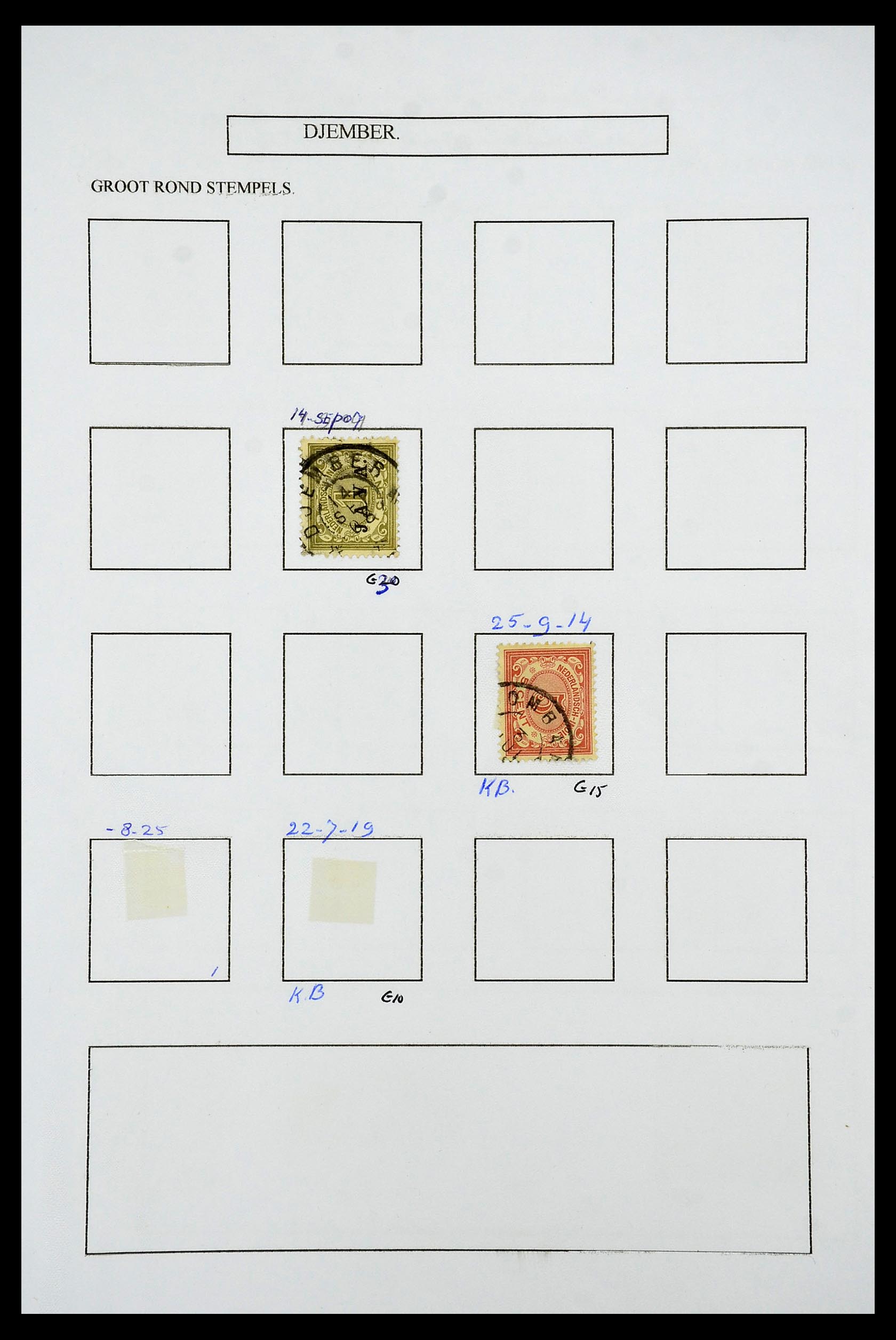 34682 053 - Stamp Collection 34682 Dutch east Indies cancels 1864-1935.