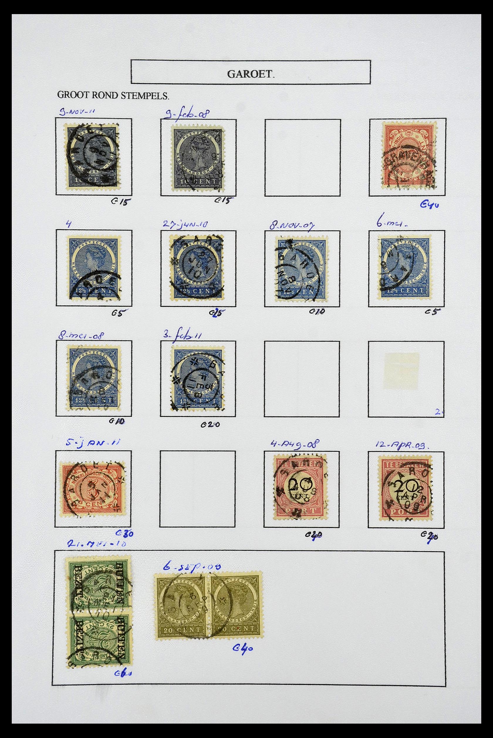 34682 055 - Stamp Collection 34682 Dutch east Indies cancels 1864-1935.