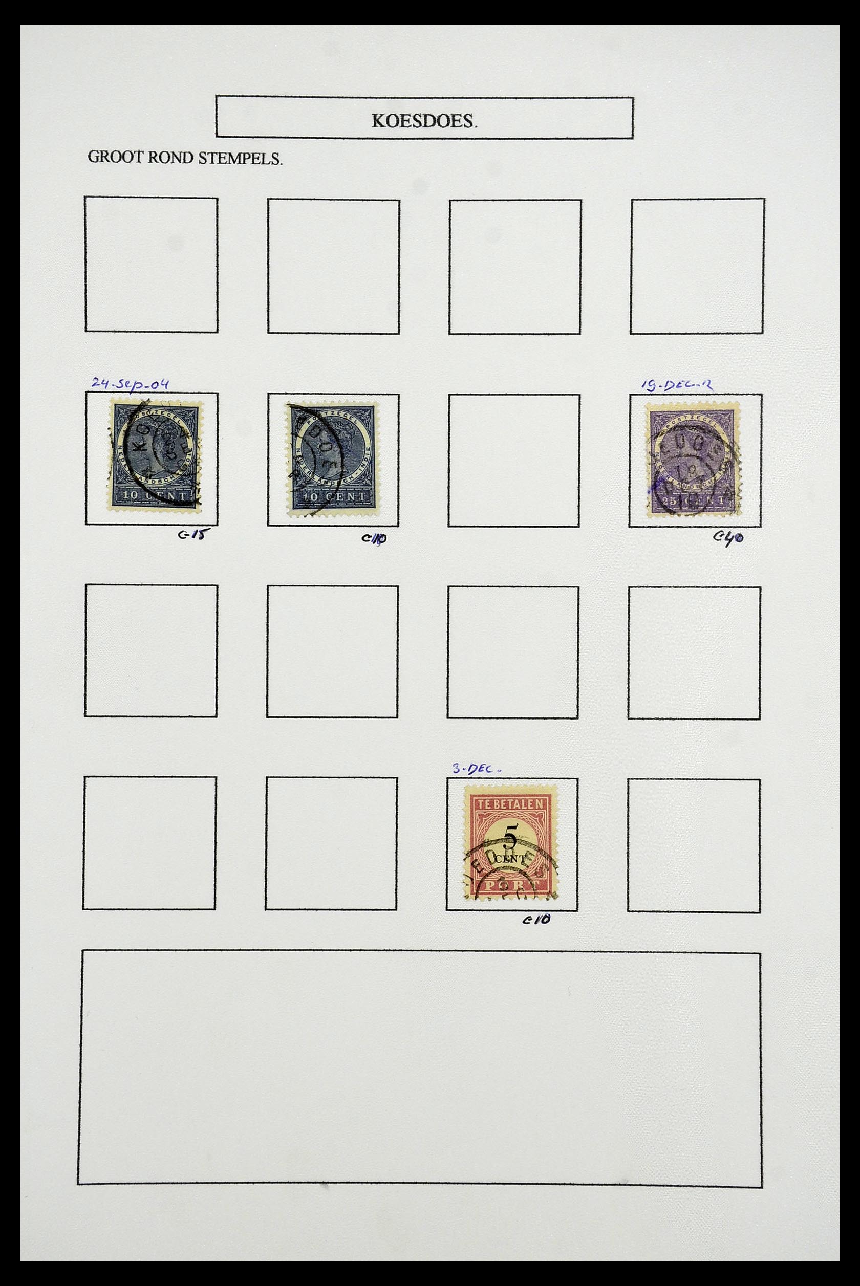 34682 062 - Stamp Collection 34682 Dutch east Indies cancels 1864-1935.
