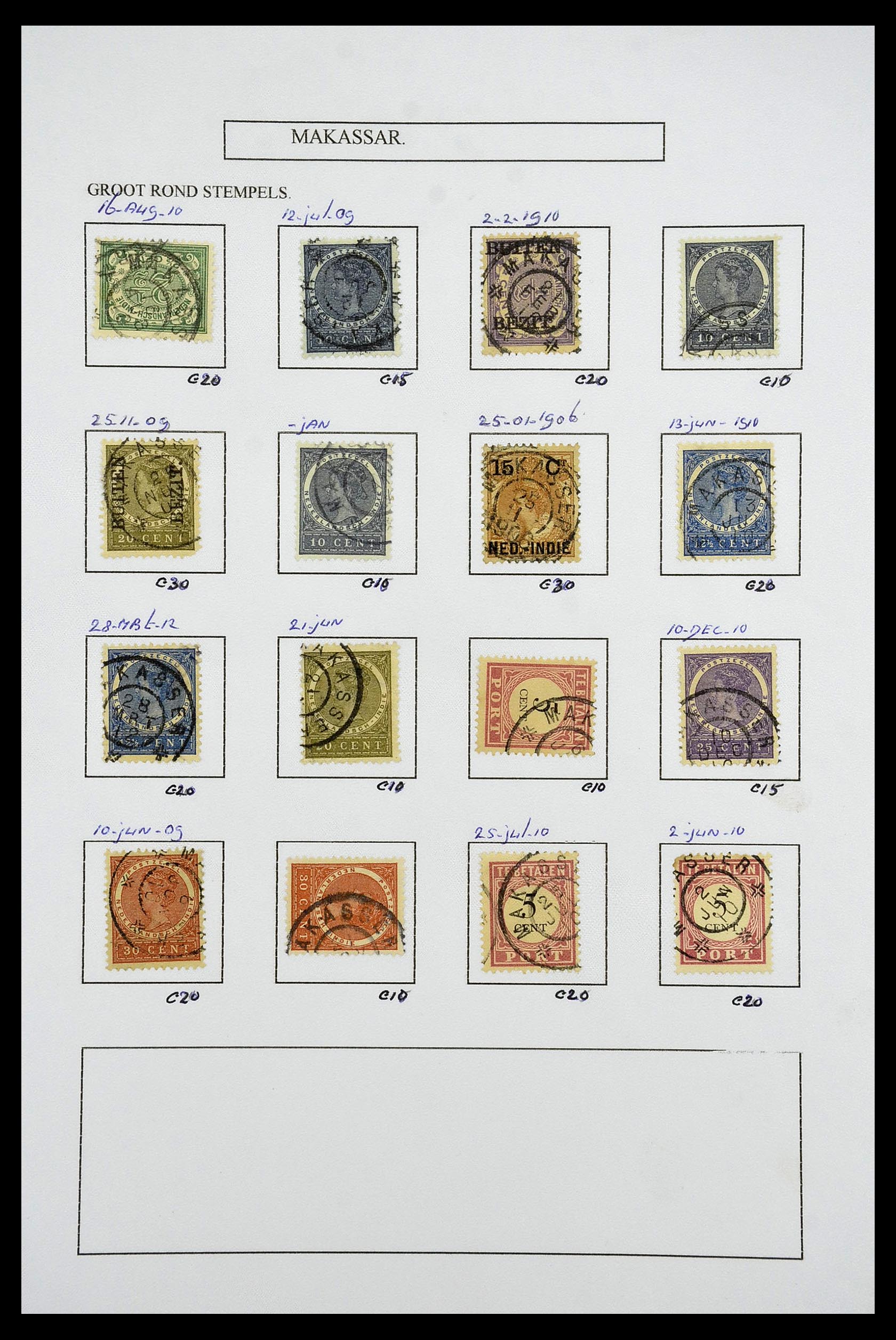 34682 069 - Stamp Collection 34682 Dutch east Indies cancels 1864-1935.