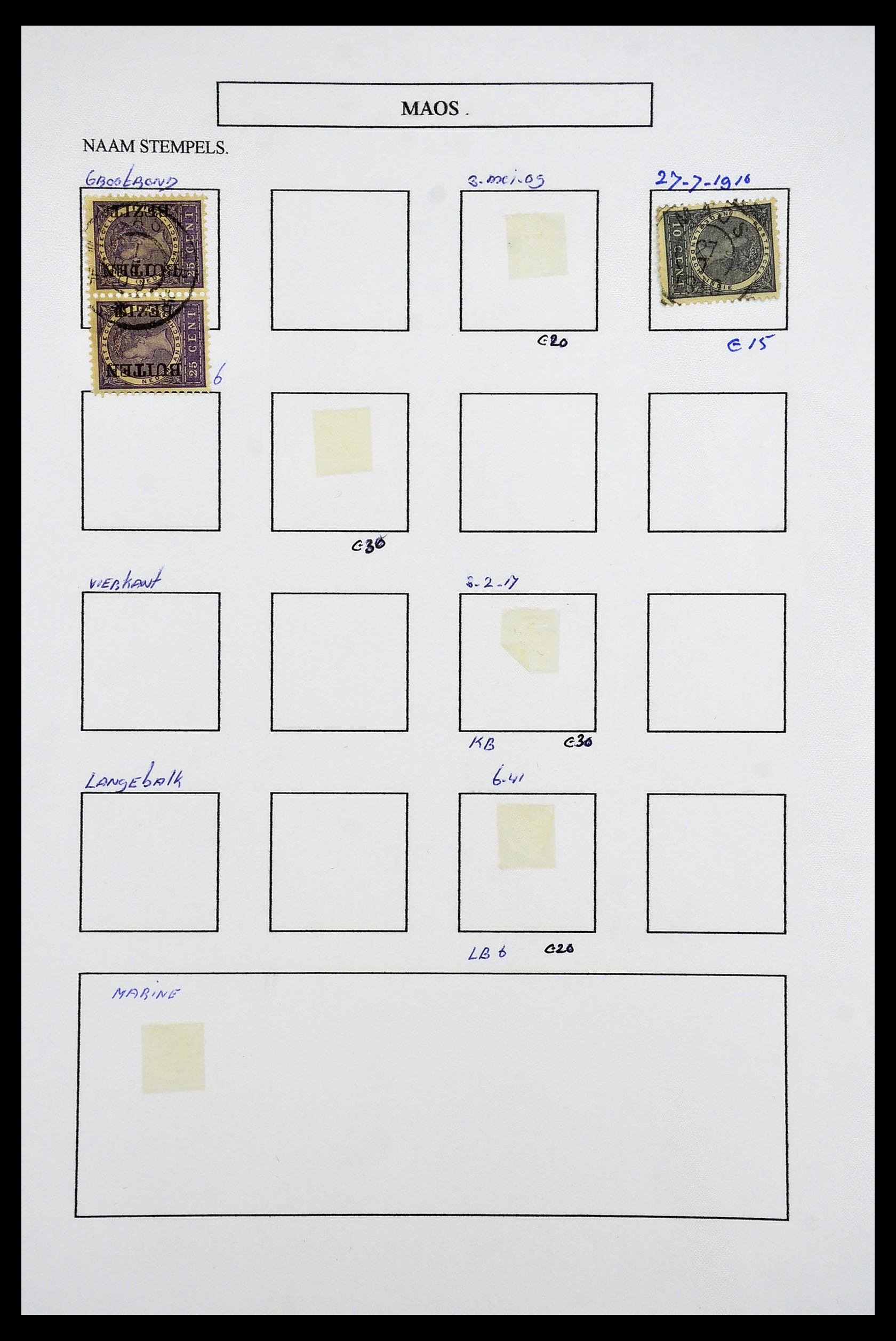 34682 072 - Stamp Collection 34682 Dutch east Indies cancels 1864-1935.