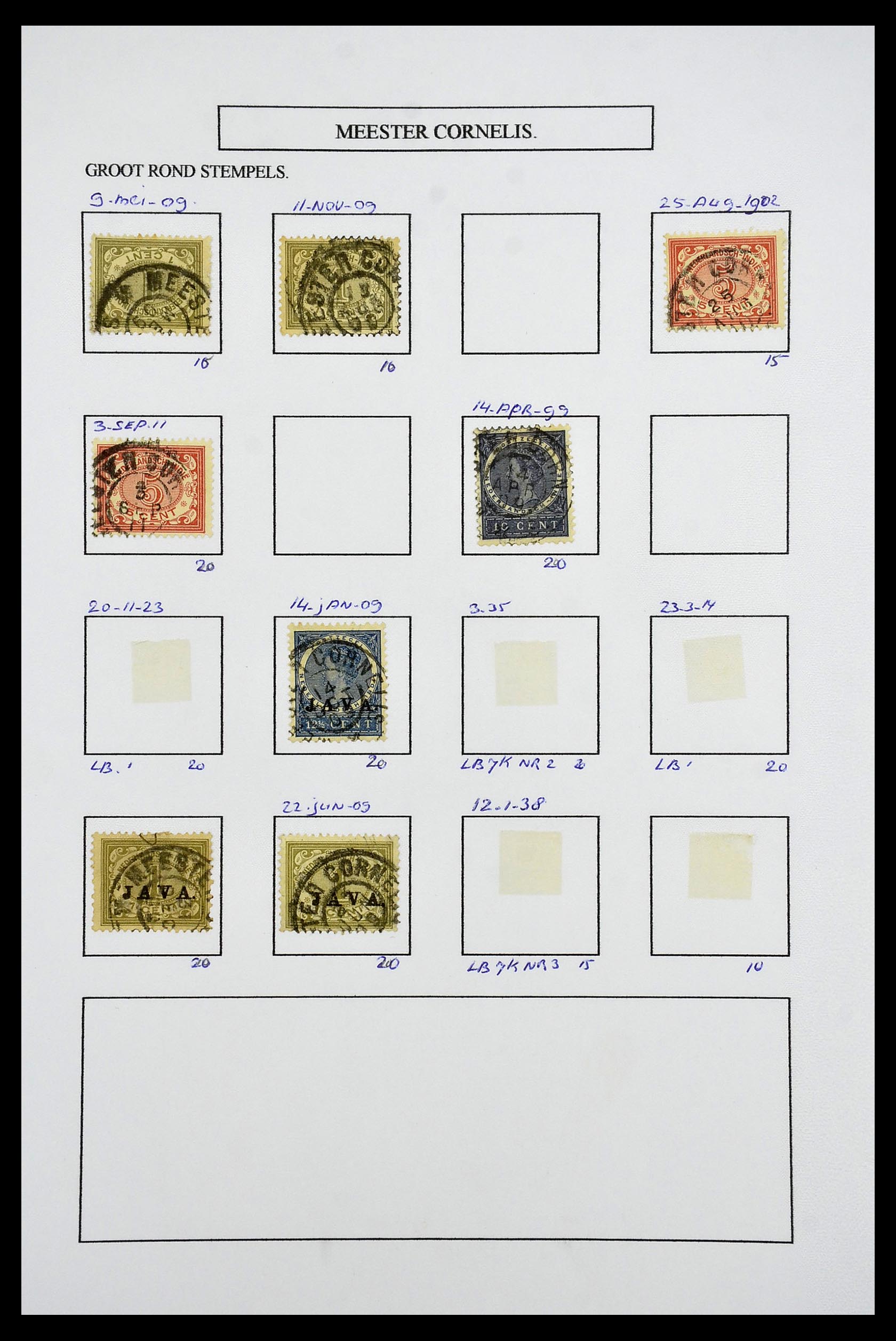 34682 074 - Stamp Collection 34682 Dutch east Indies cancels 1864-1935.