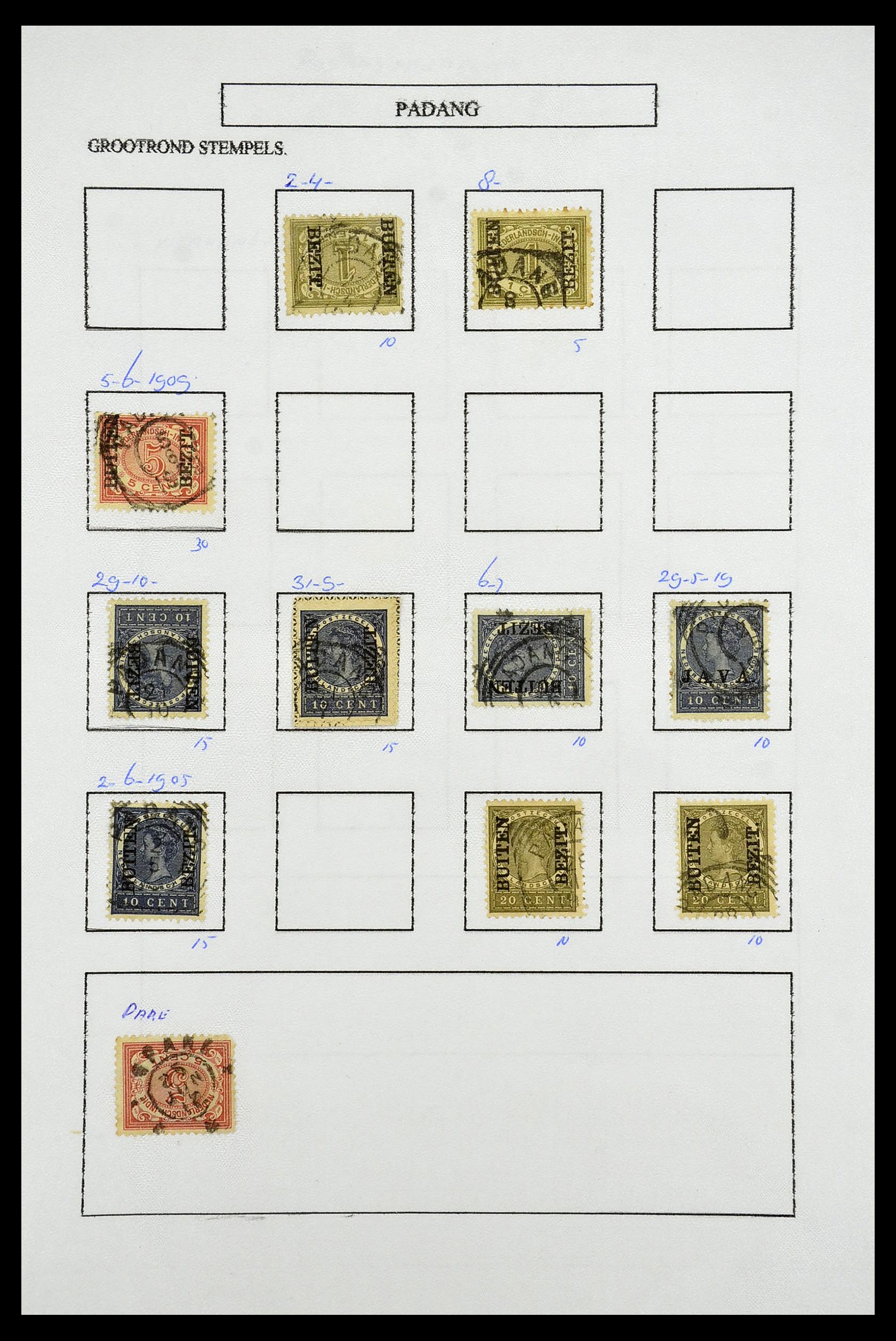 34682 077 - Stamp Collection 34682 Dutch east Indies cancels 1864-1935.