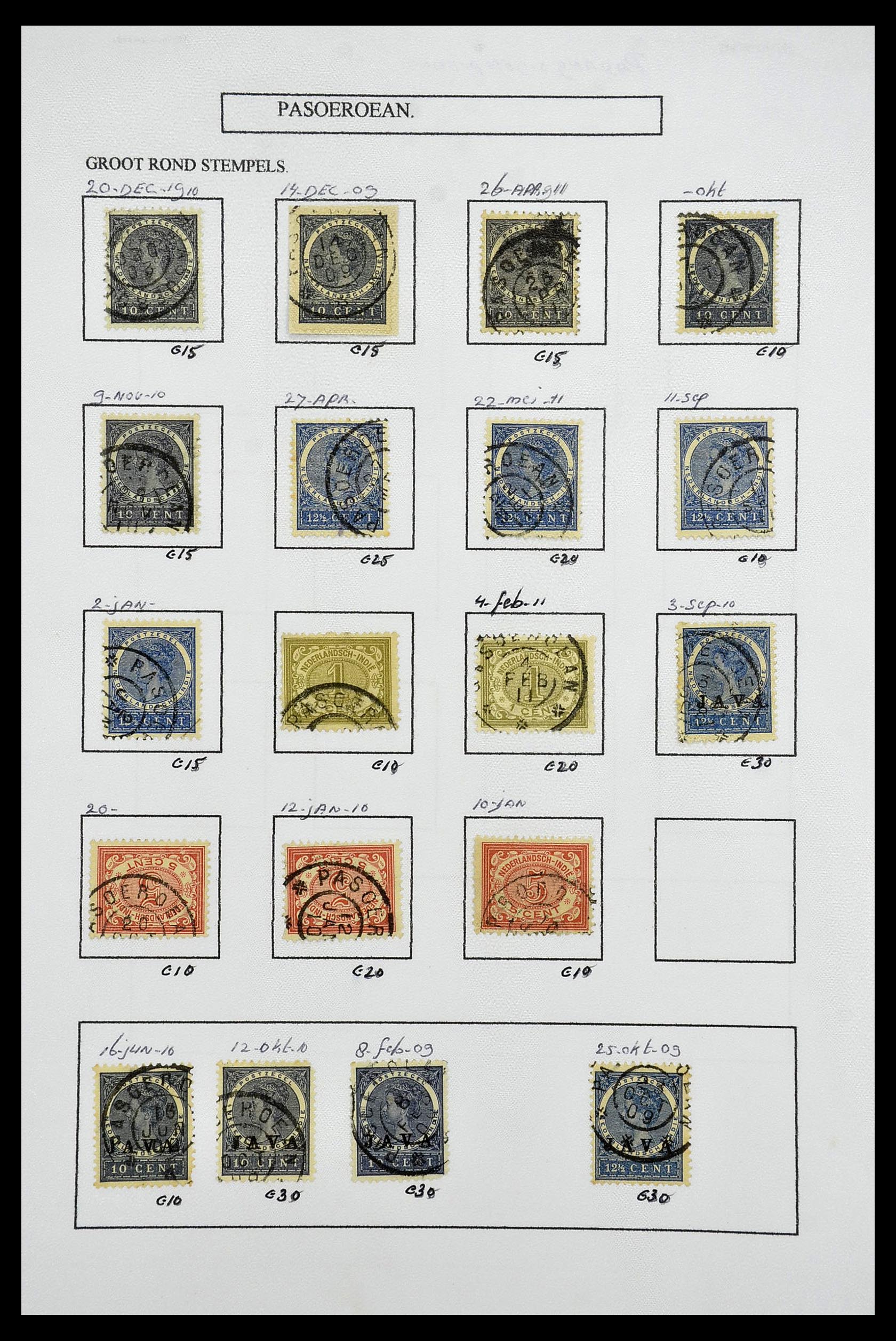 34682 078 - Stamp Collection 34682 Dutch east Indies cancels 1864-1935.