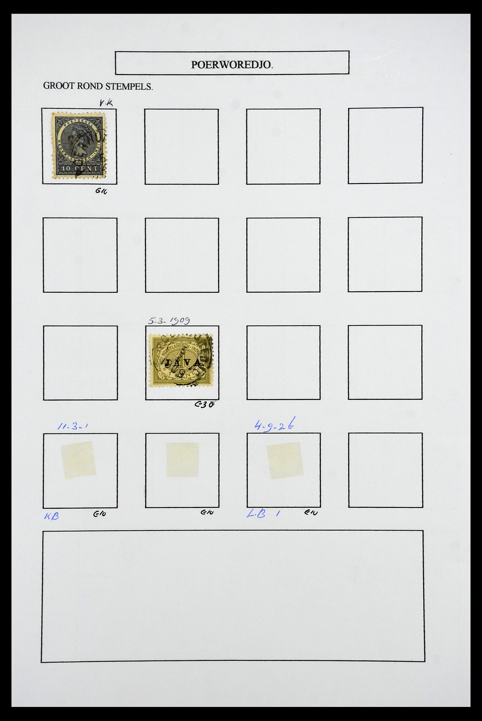 34682 079 - Postzegelverzameling 34682 Nederlands Indië stempels 1864-1935.