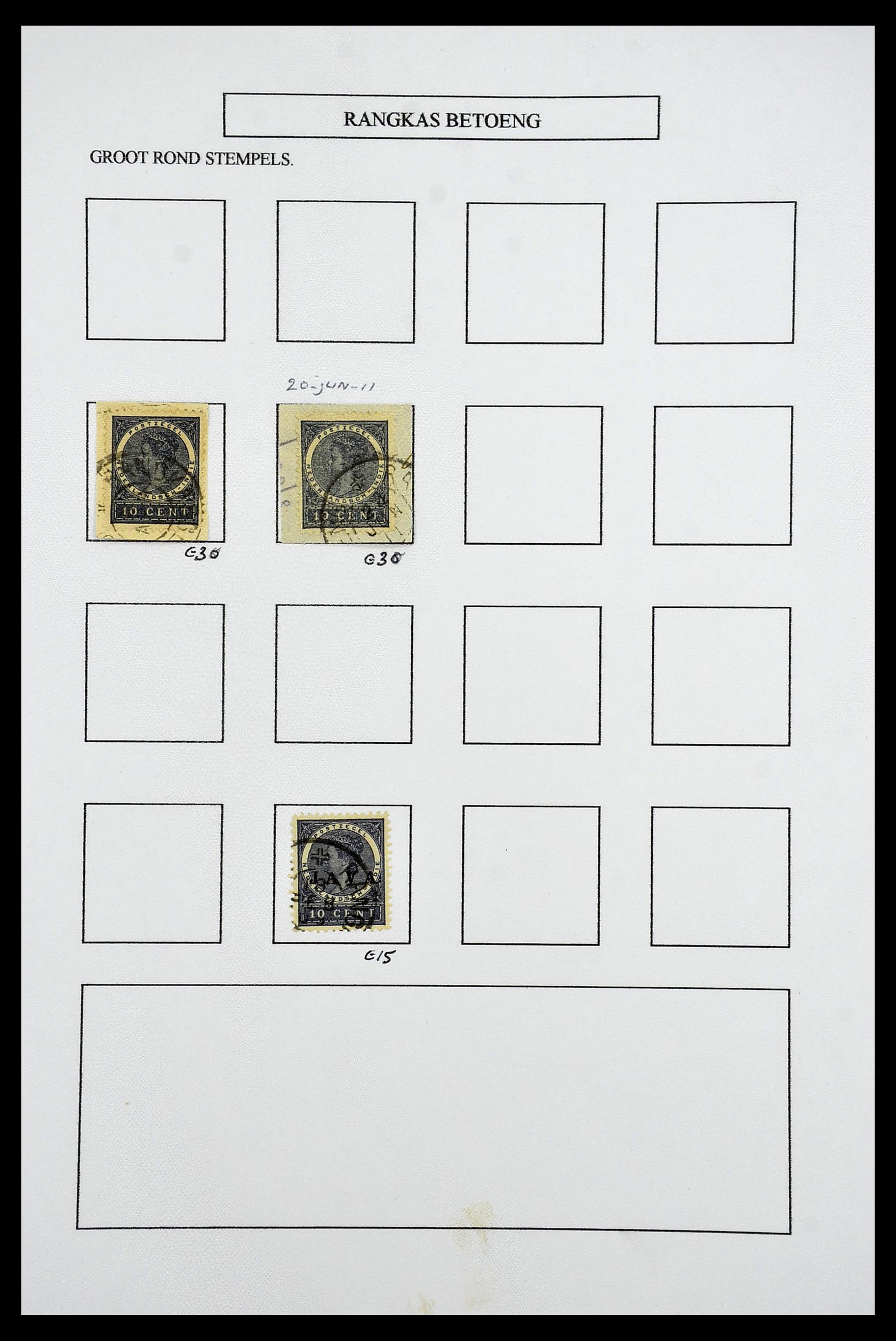 34682 082 - Stamp Collection 34682 Dutch east Indies cancels 1864-1935.