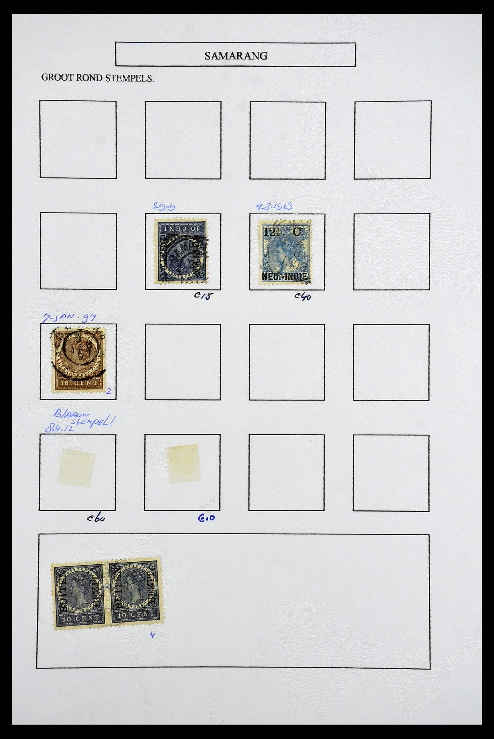 34682 087 - Postzegelverzameling 34682 Nederlands Indië stempels 1864-1935.