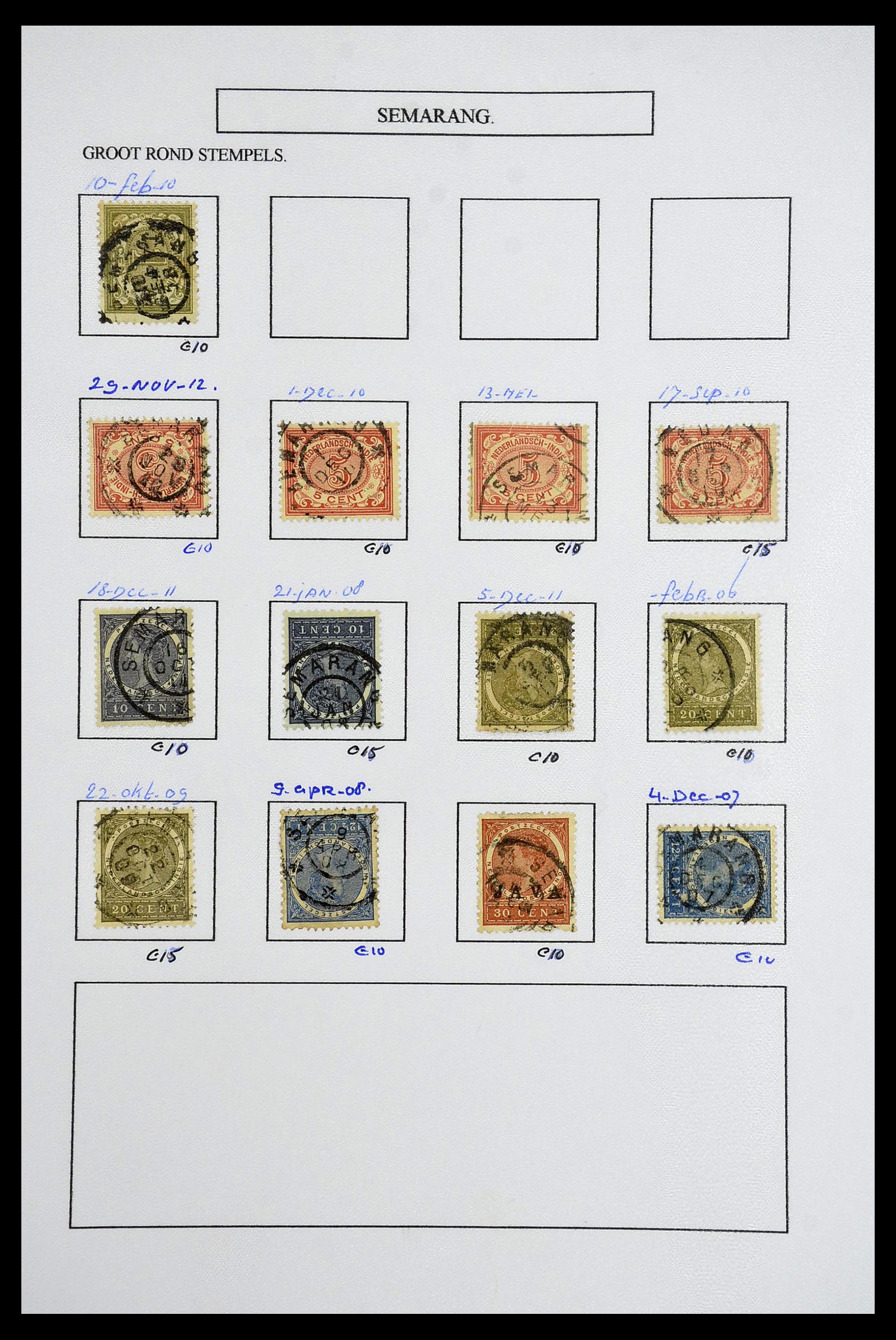 34682 088 - Stamp Collection 34682 Dutch east Indies cancels 1864-1935.