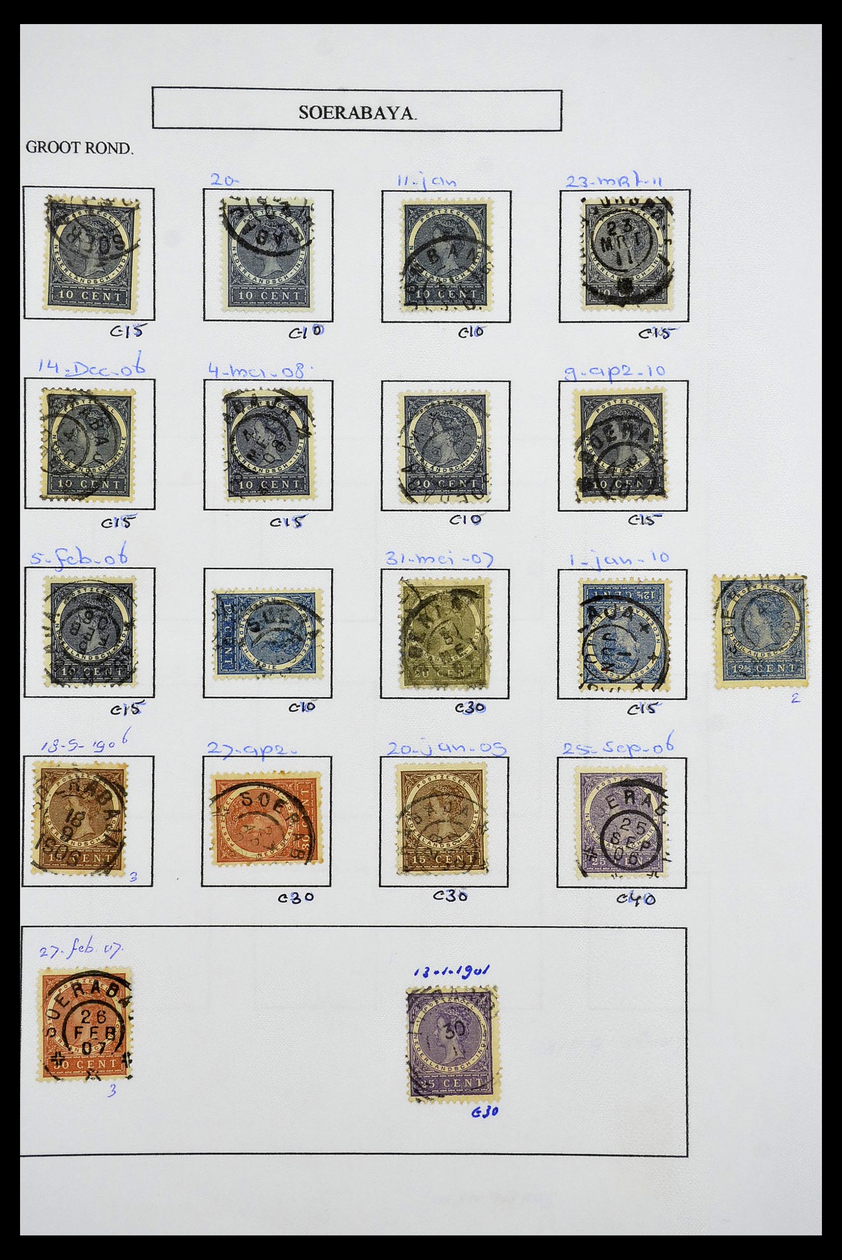 34682 092 - Stamp Collection 34682 Dutch east Indies cancels 1864-1935.