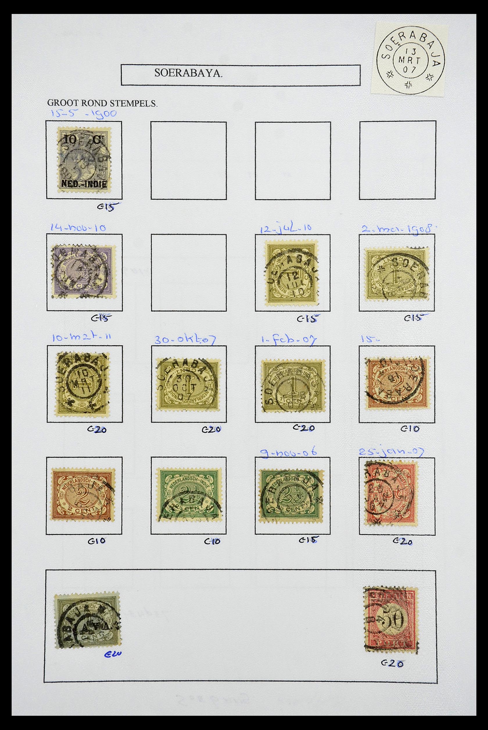 34682 094 - Stamp Collection 34682 Dutch east Indies cancels 1864-1935.