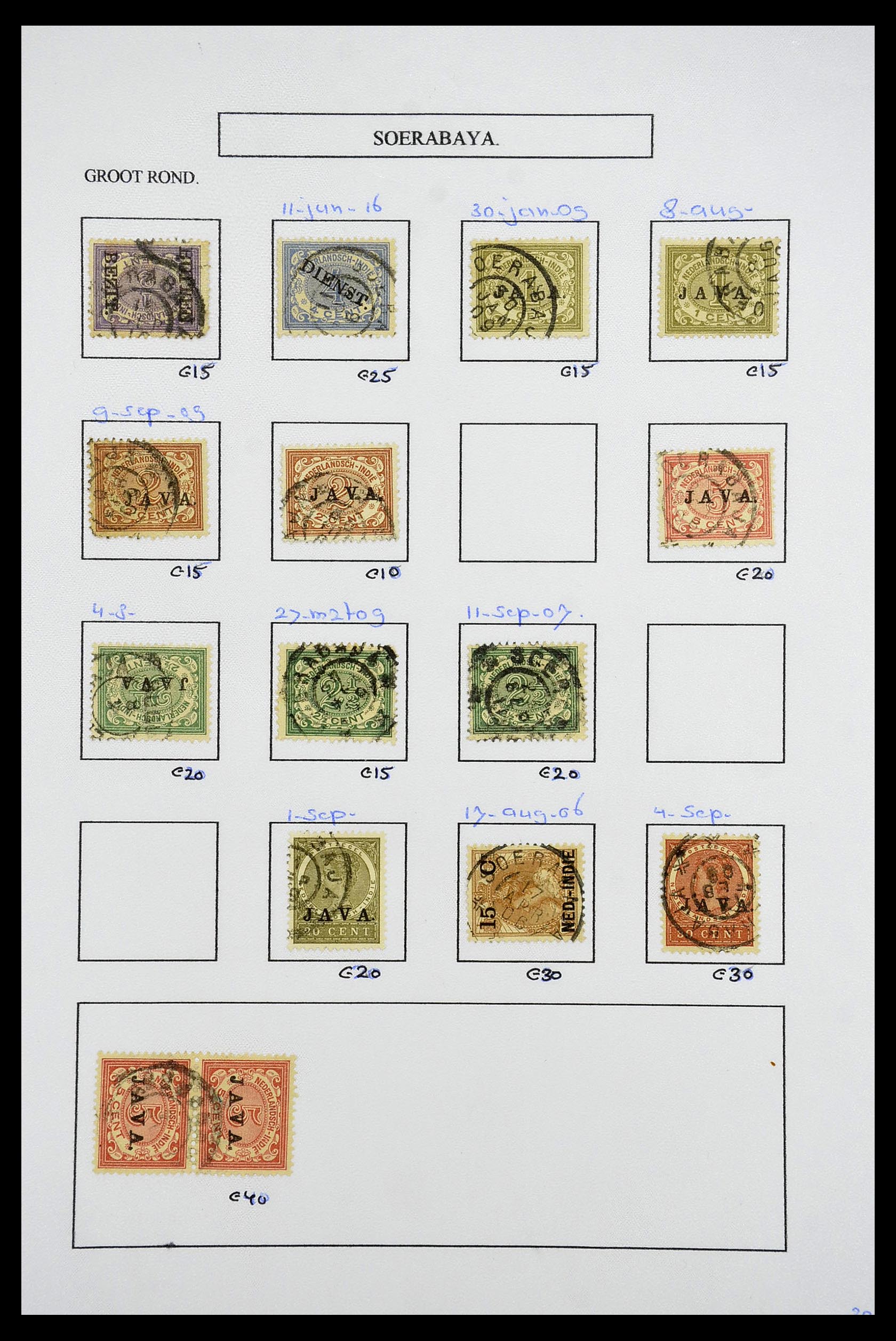 34682 095 - Stamp Collection 34682 Dutch east Indies cancels 1864-1935.
