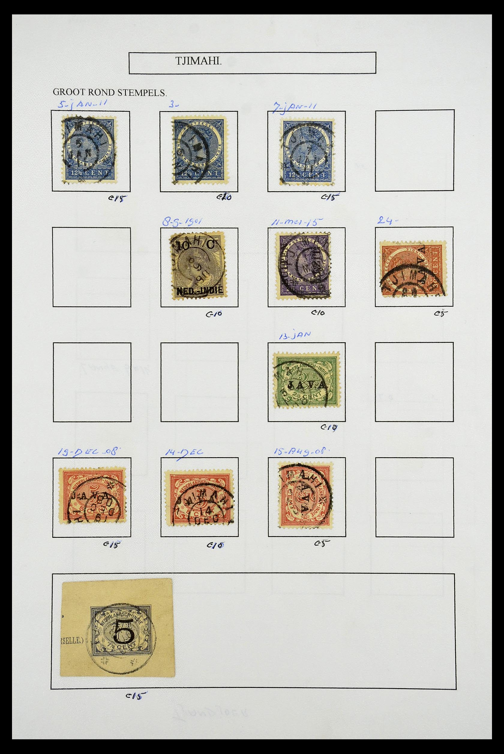 34682 101 - Stamp Collection 34682 Dutch east Indies cancels 1864-1935.