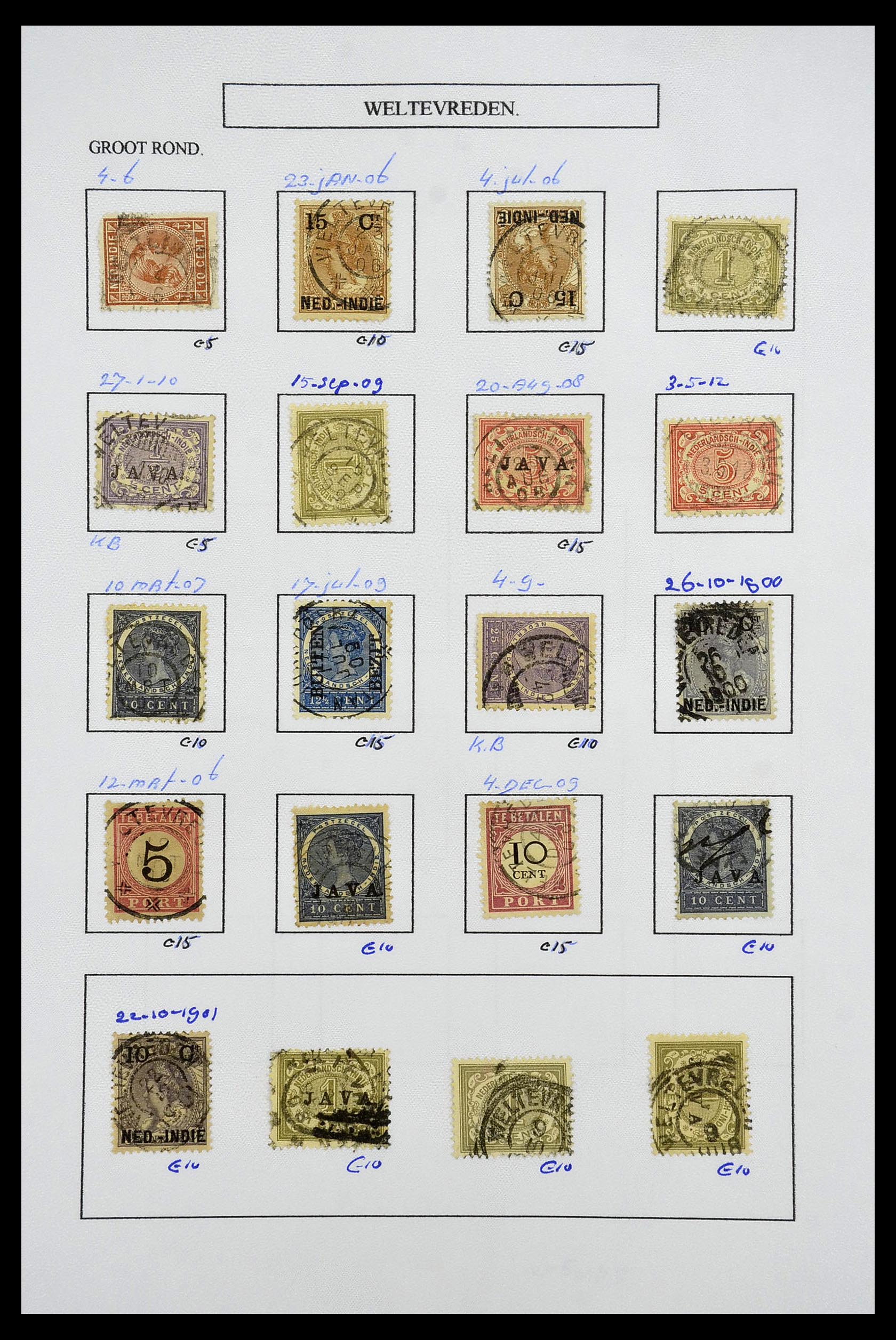 34682 103 - Stamp Collection 34682 Dutch east Indies cancels 1864-1935.
