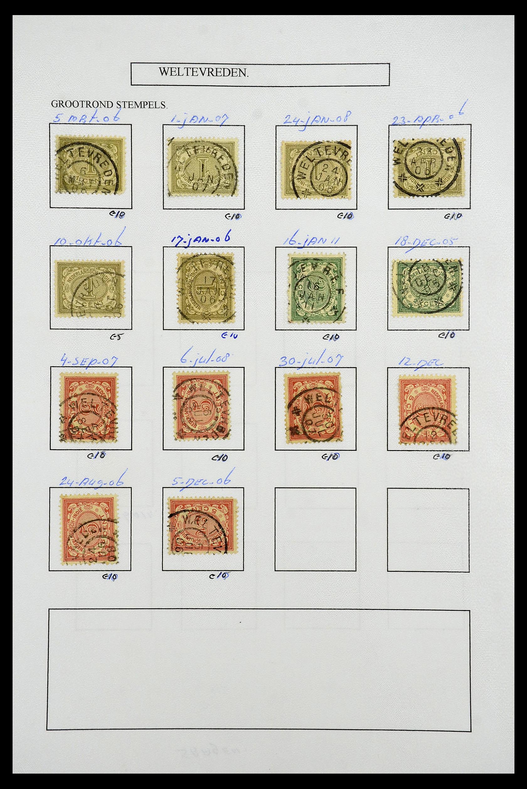 34682 104 - Stamp Collection 34682 Dutch east Indies cancels 1864-1935.