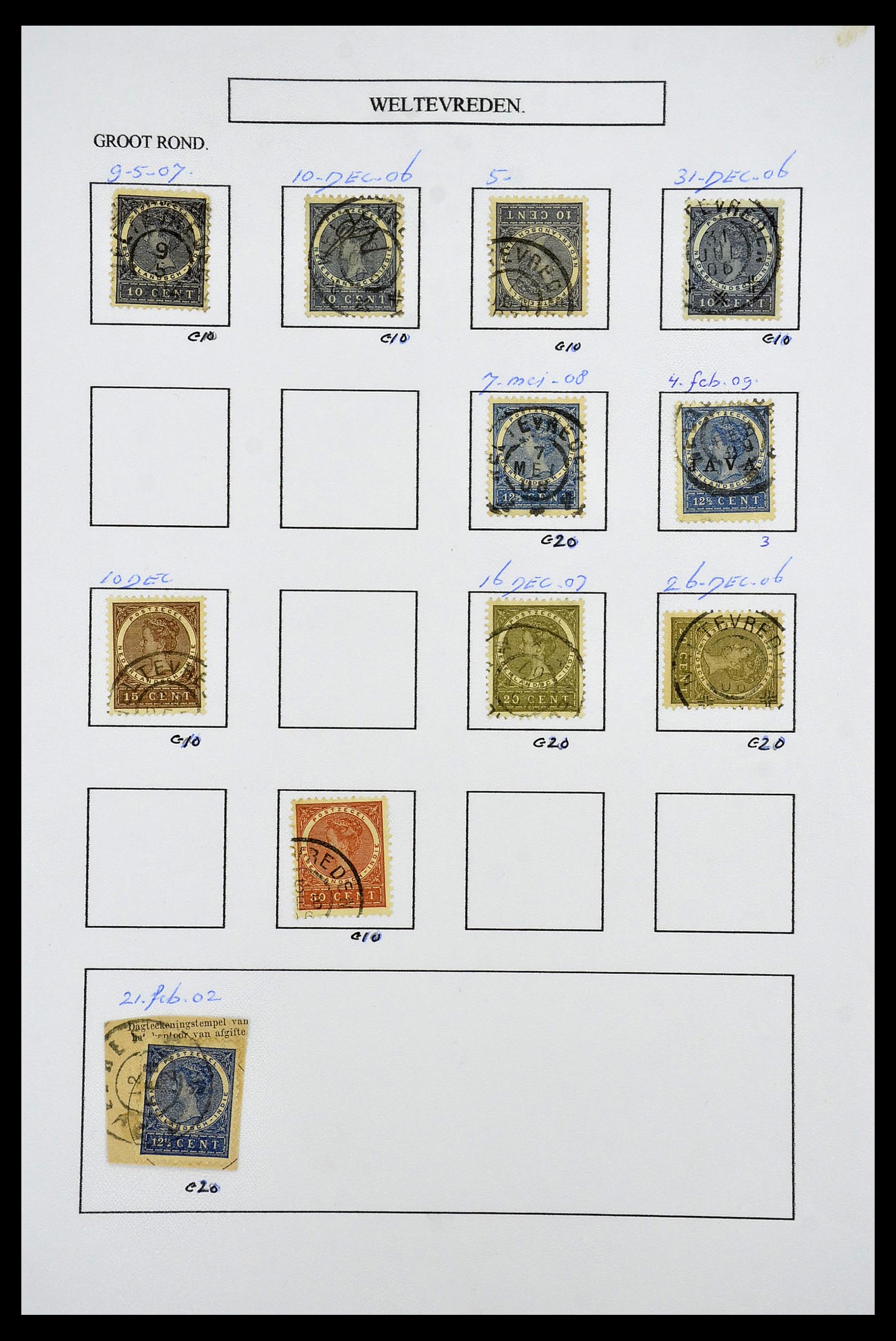 34682 105 - Stamp Collection 34682 Dutch east Indies cancels 1864-1935.