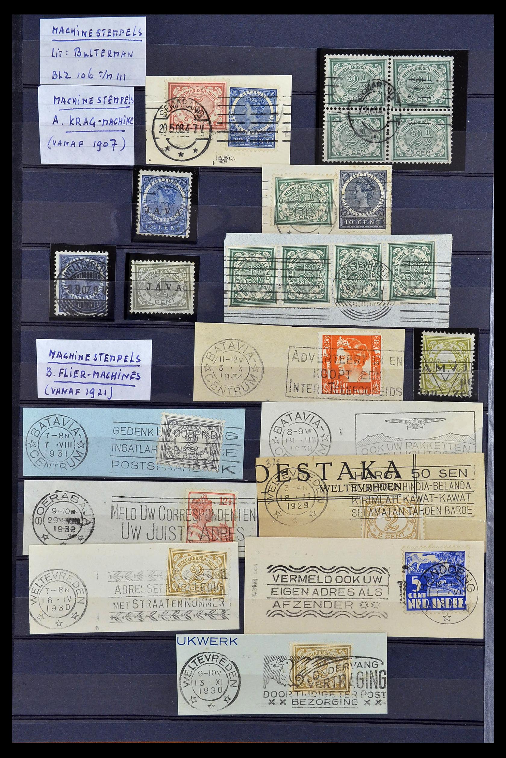34690 001 - Postzegelverzameling 34690 Nederlands Indië stempels.
